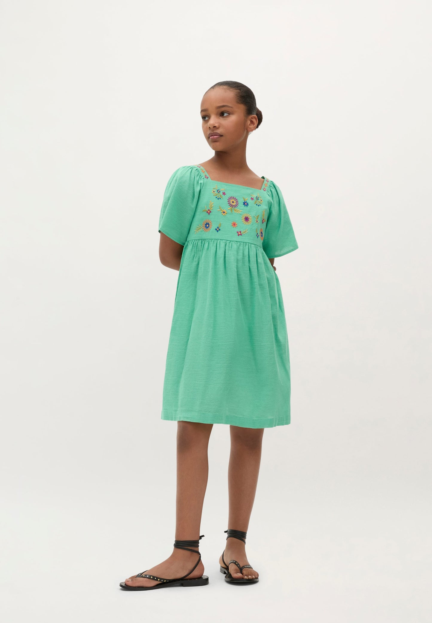 ROBE COTON FLEURS BRODÉES