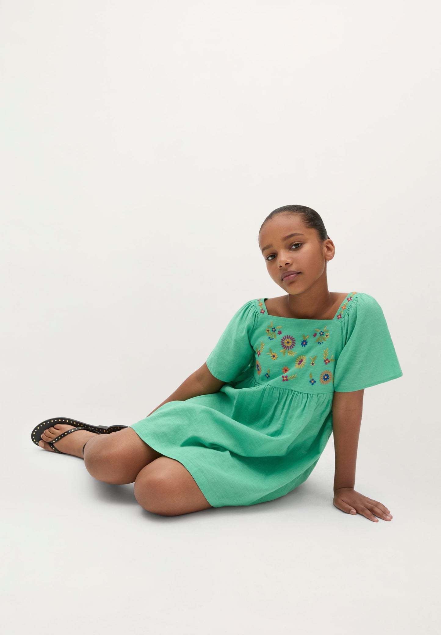 ROBE COTON FLEURS BRODÉES