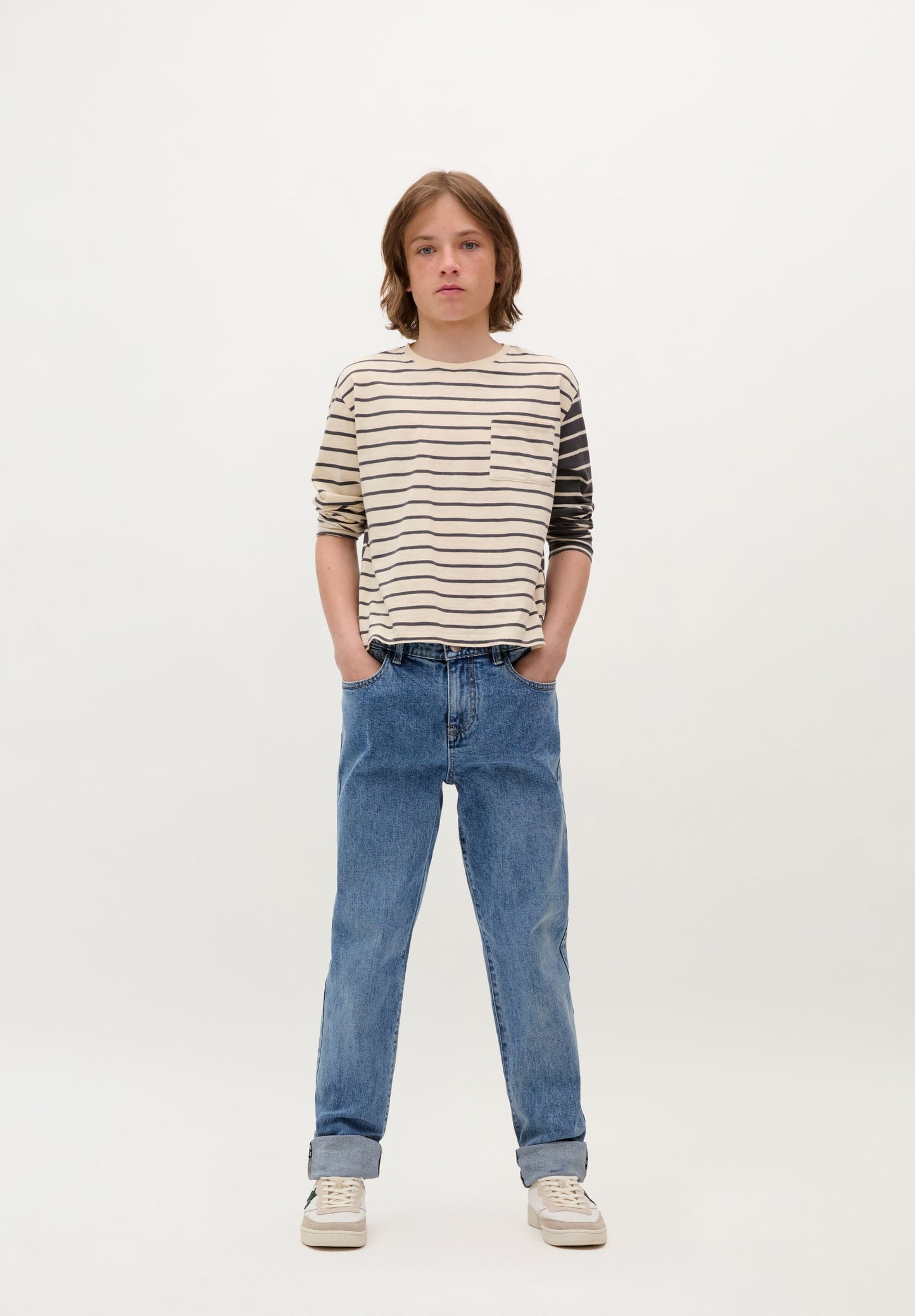 STRIPED T-SHIRT WITH CONTRAST POCKET