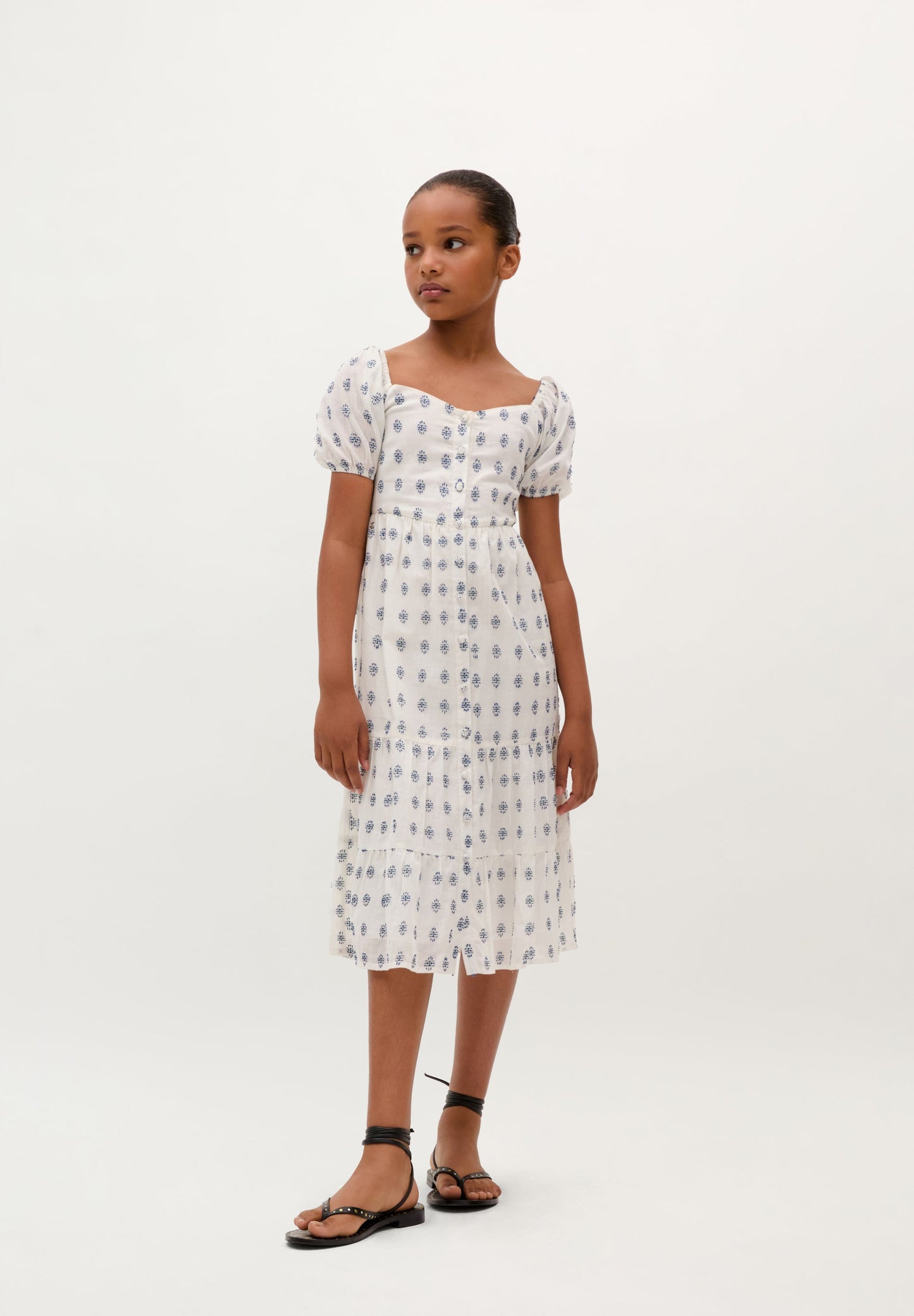 PUFF SLEEVE MIDI DRESS