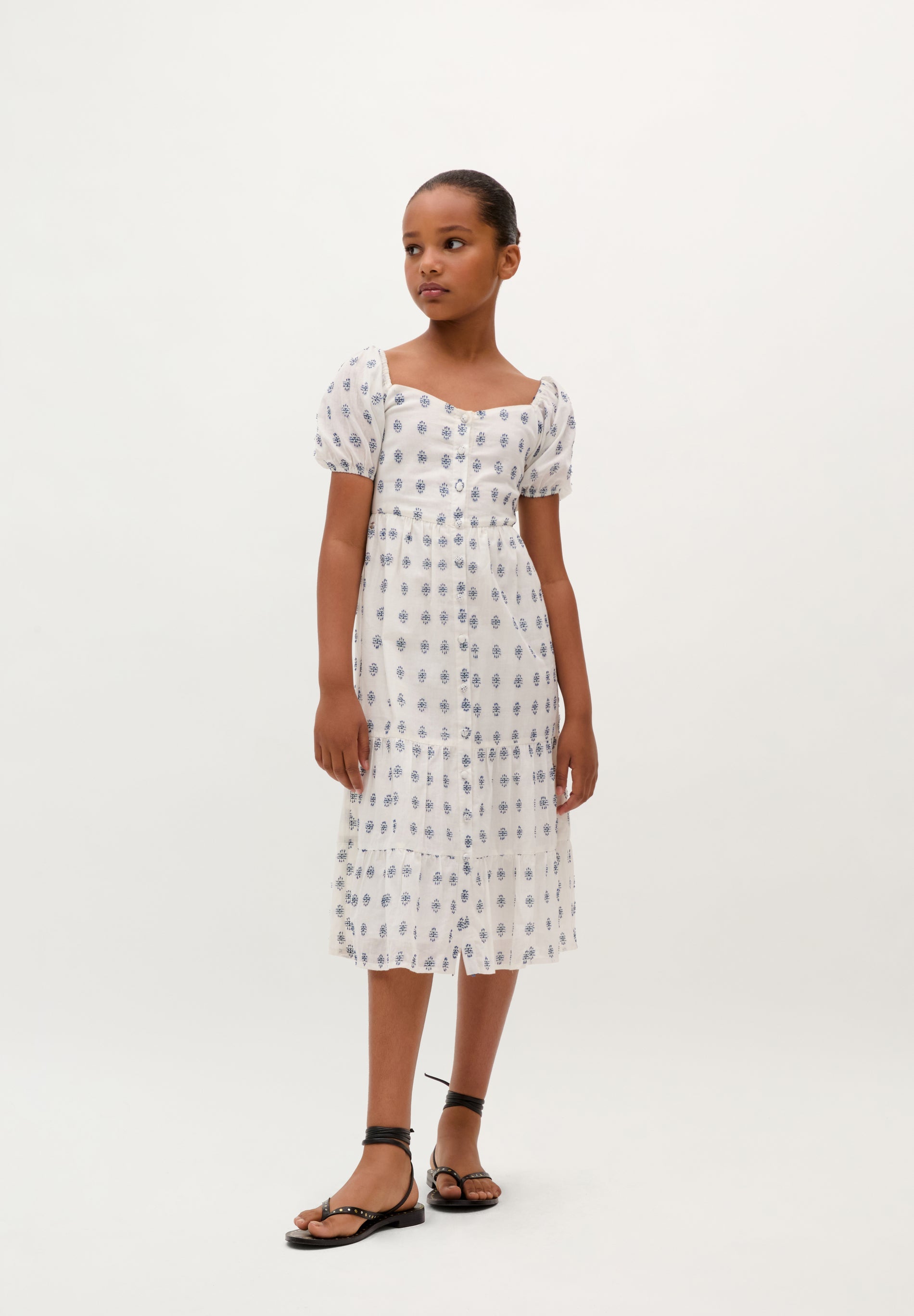PUFF SLEEVE MIDI DRESS