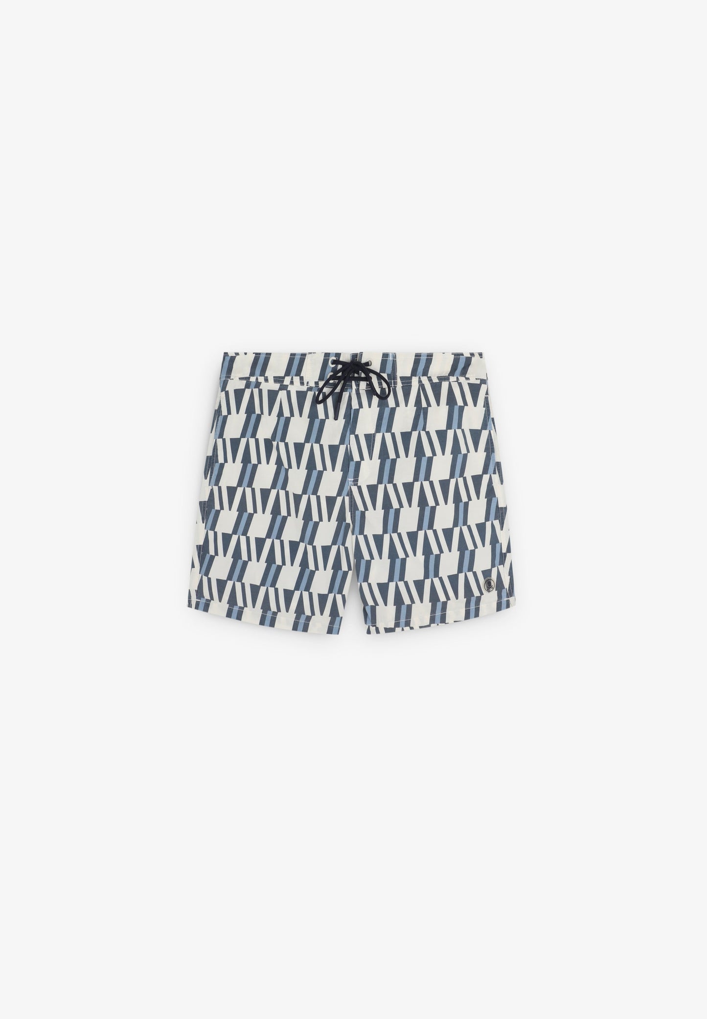 SWIMMING TRUNKS WITH ASYMMETRIC MOTIFS