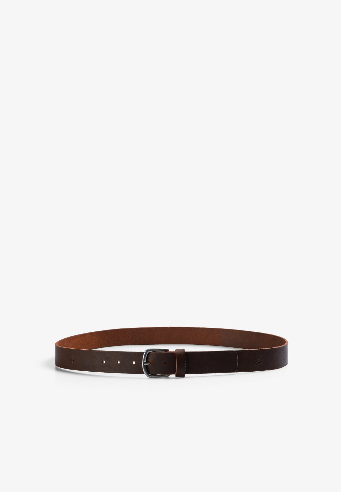 LEATHER BELT WITH ENGRAVED SKULL