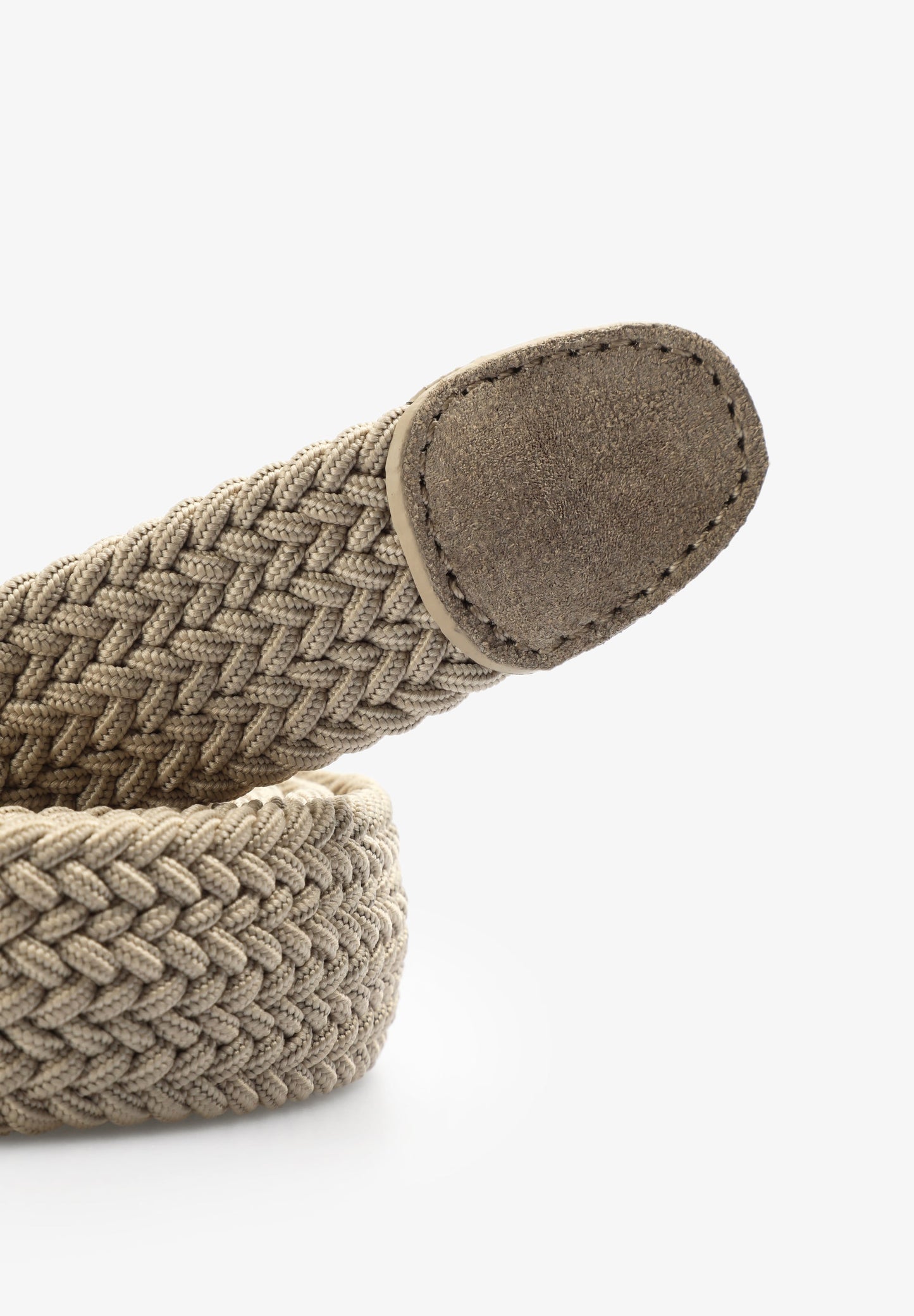 BRAIDED BELT WITH LEATHER DETAILS