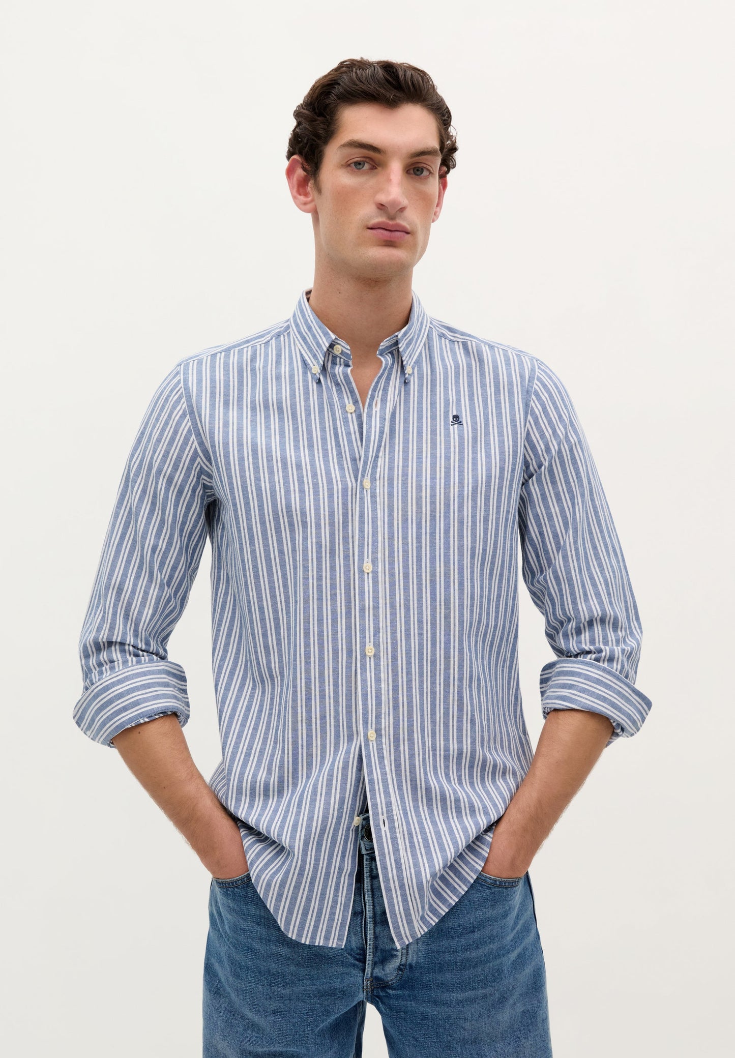 STRIPED SHIRT WITH CONTRAST SKULL