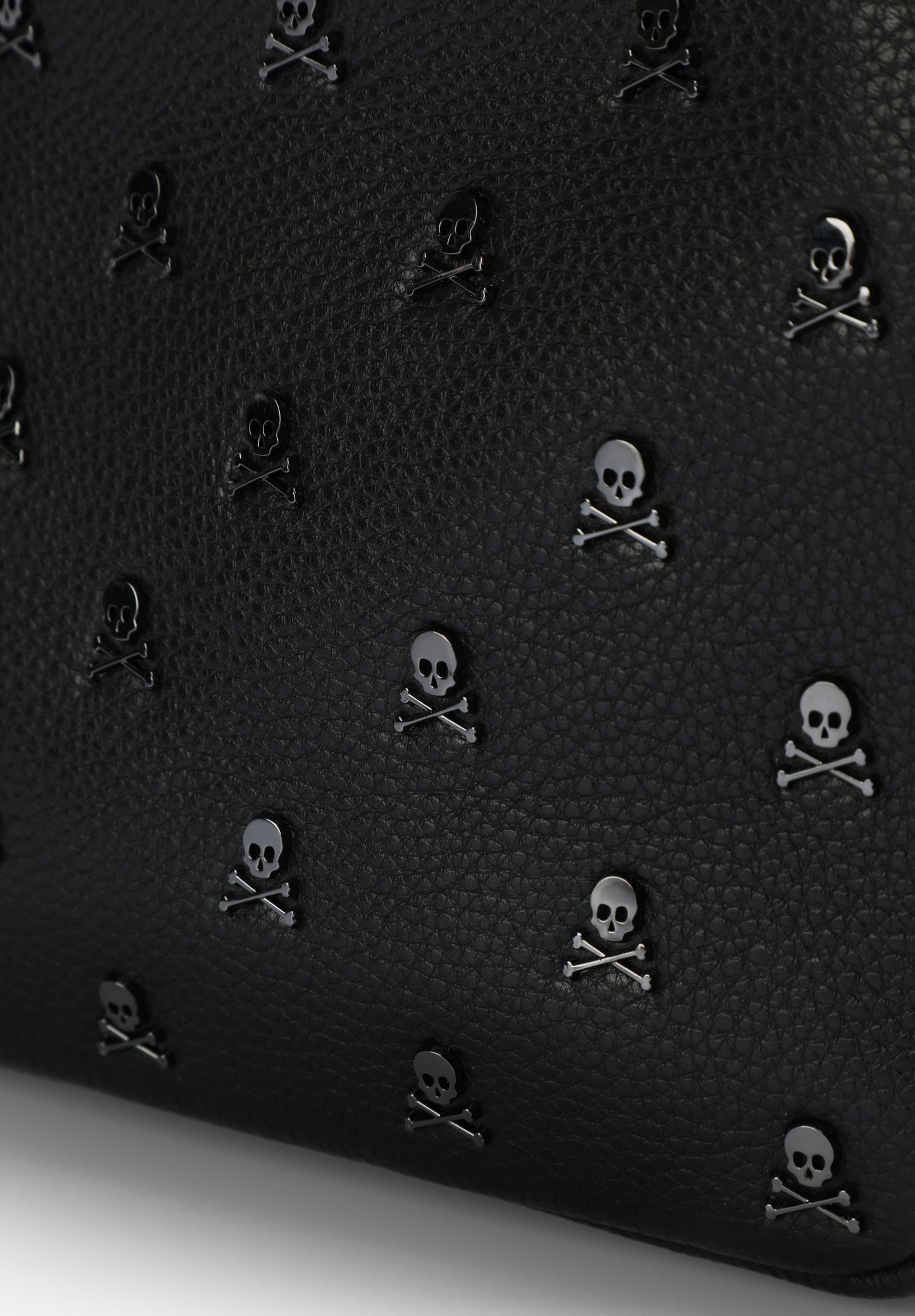 LEATHER CROSSBODY BAG WITH ALL-OVER SKULL PRINT