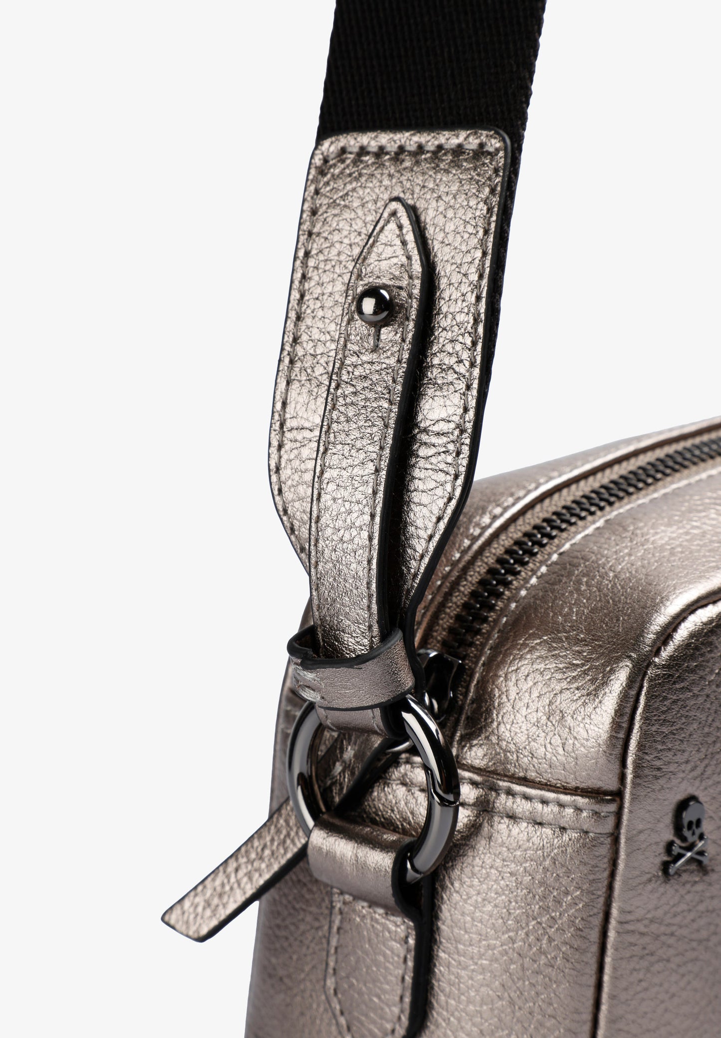 LEATHER CROSSBODY BAG WITH ALL-OVER SKULL PRINT