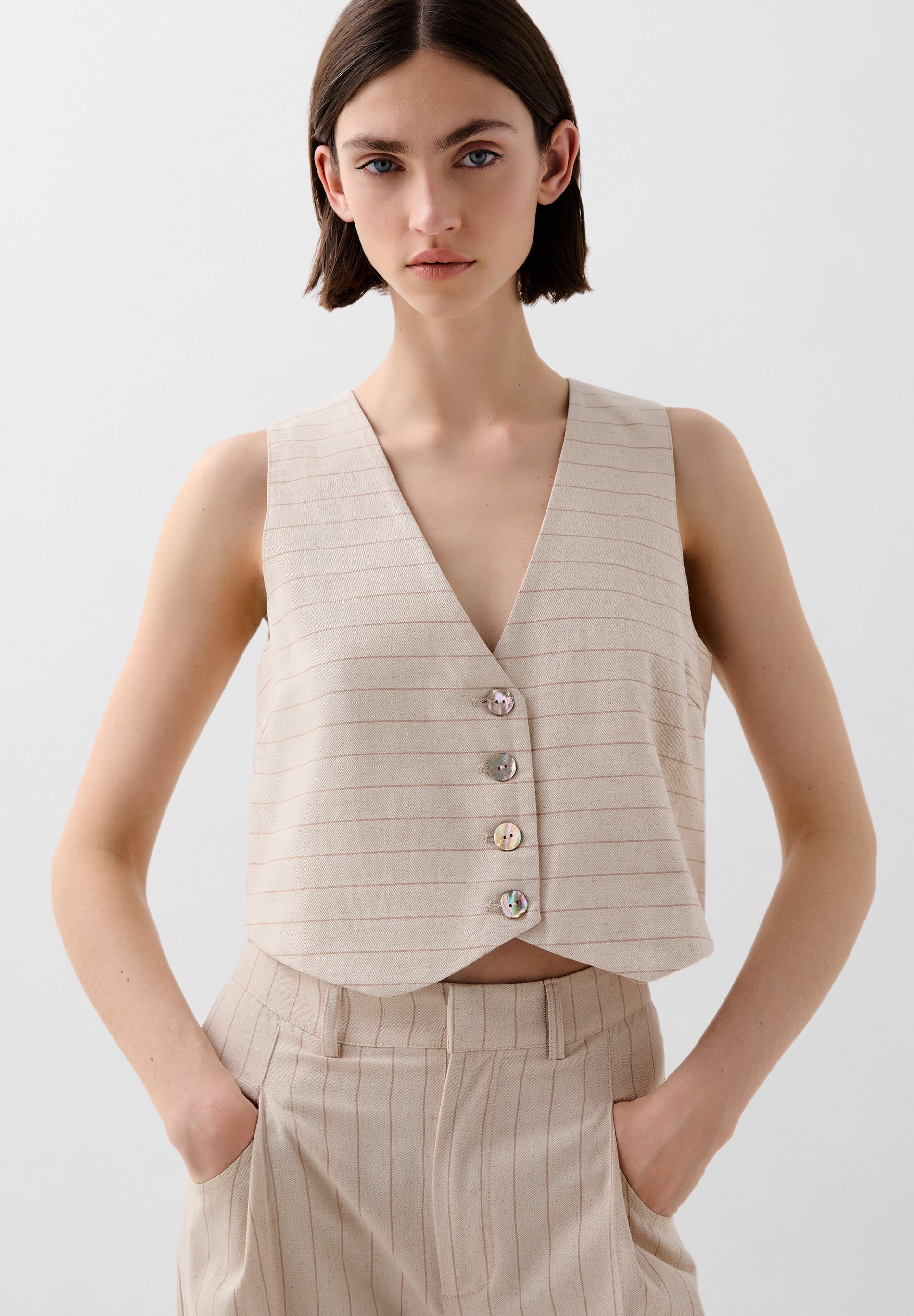 CROPPED DENIM WAISTCOAT