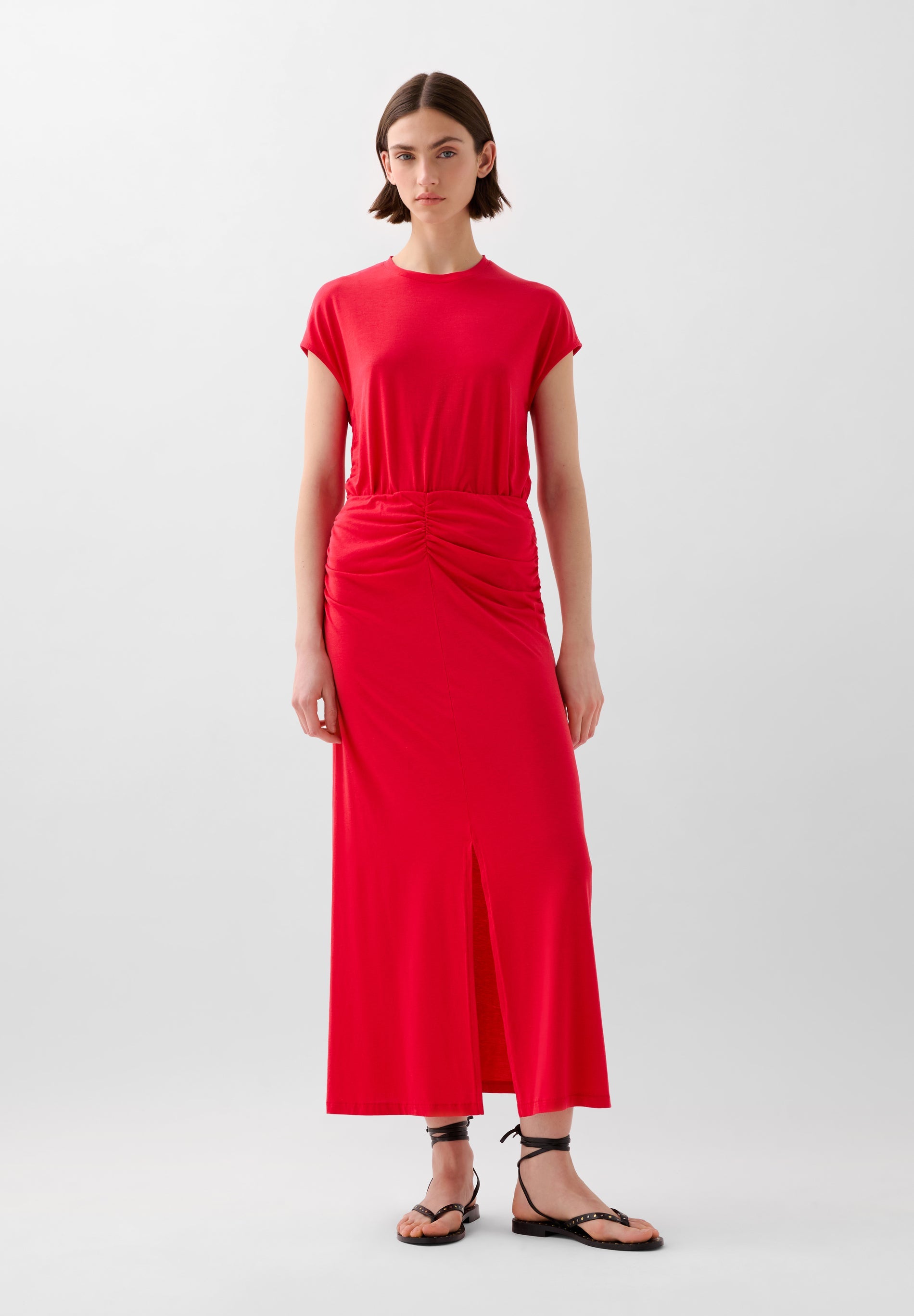 MIDI SKIRT WITH GATHERED DETAIL