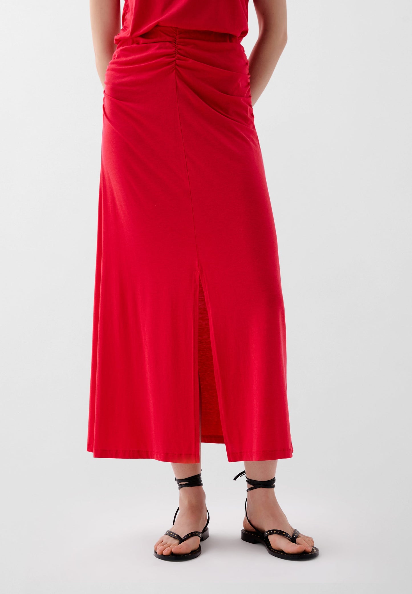 MIDI SKIRT WITH GATHERED DETAIL