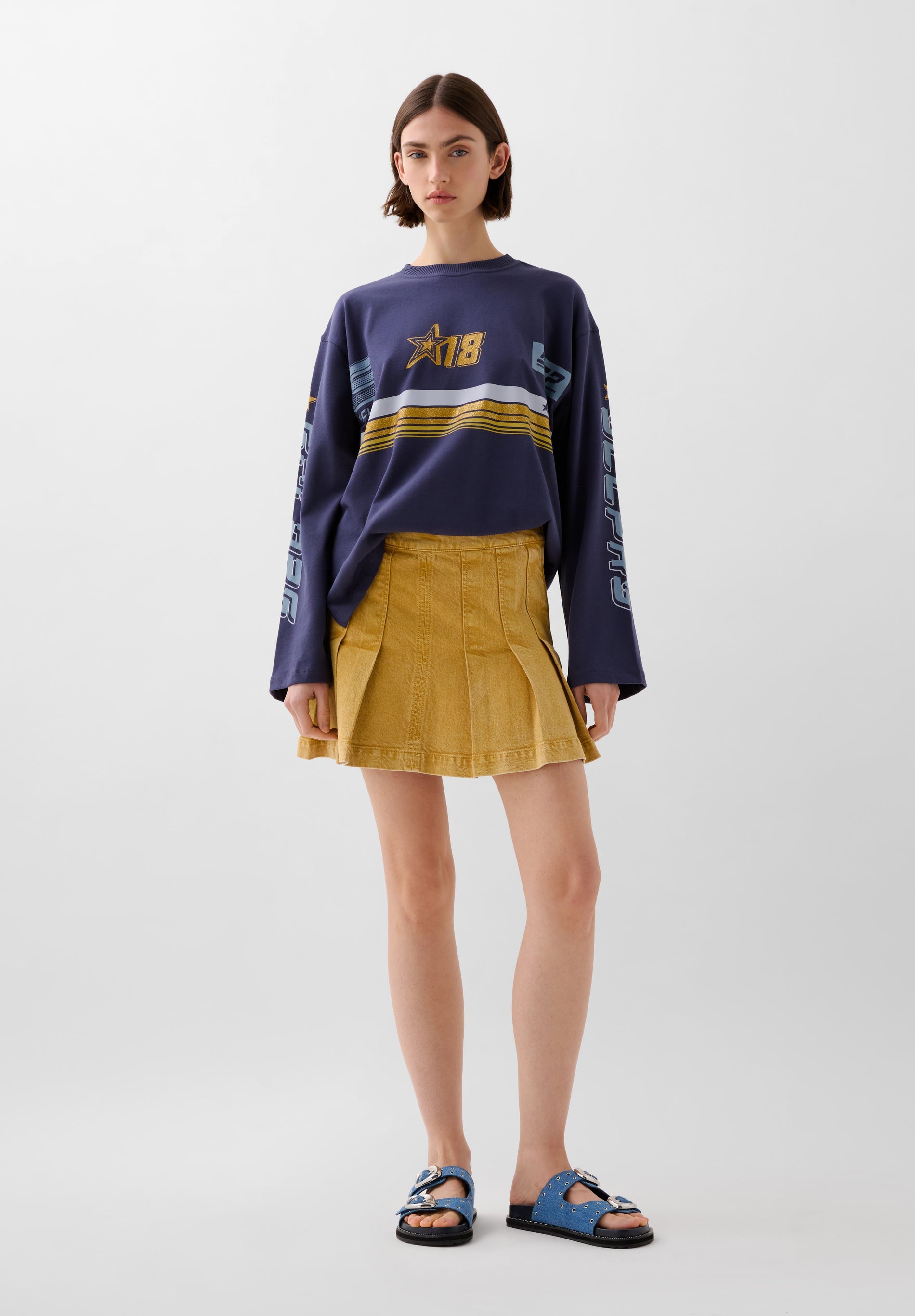 FADED DENIM MINI SKIRT