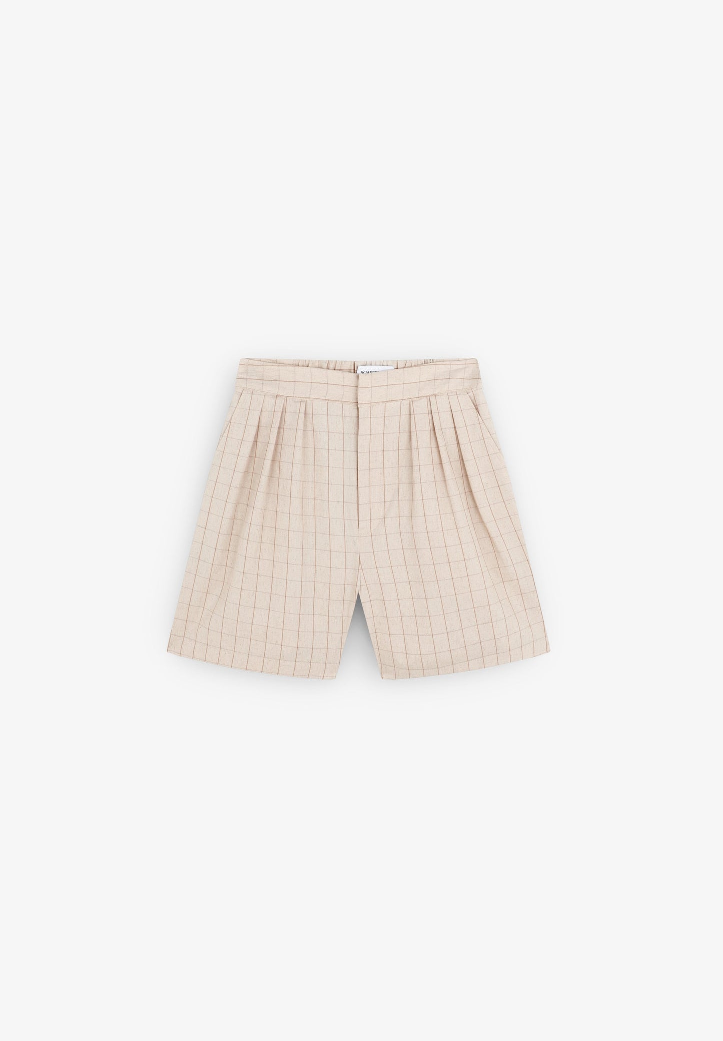 STRIPED LINEN BERMUDA SHORTS