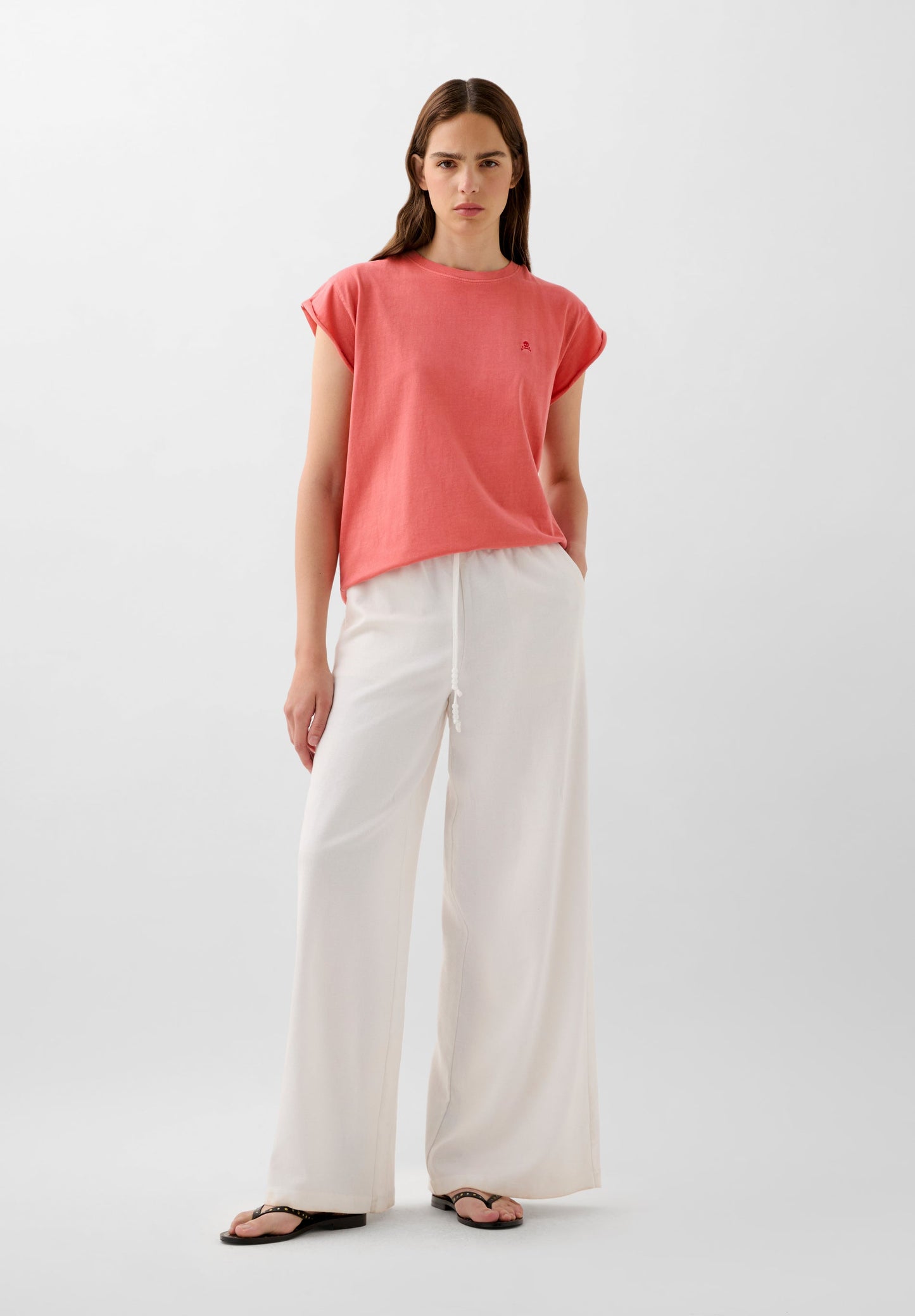 T-SHIRT WITH MATCHING EMBROIDERED SKULL