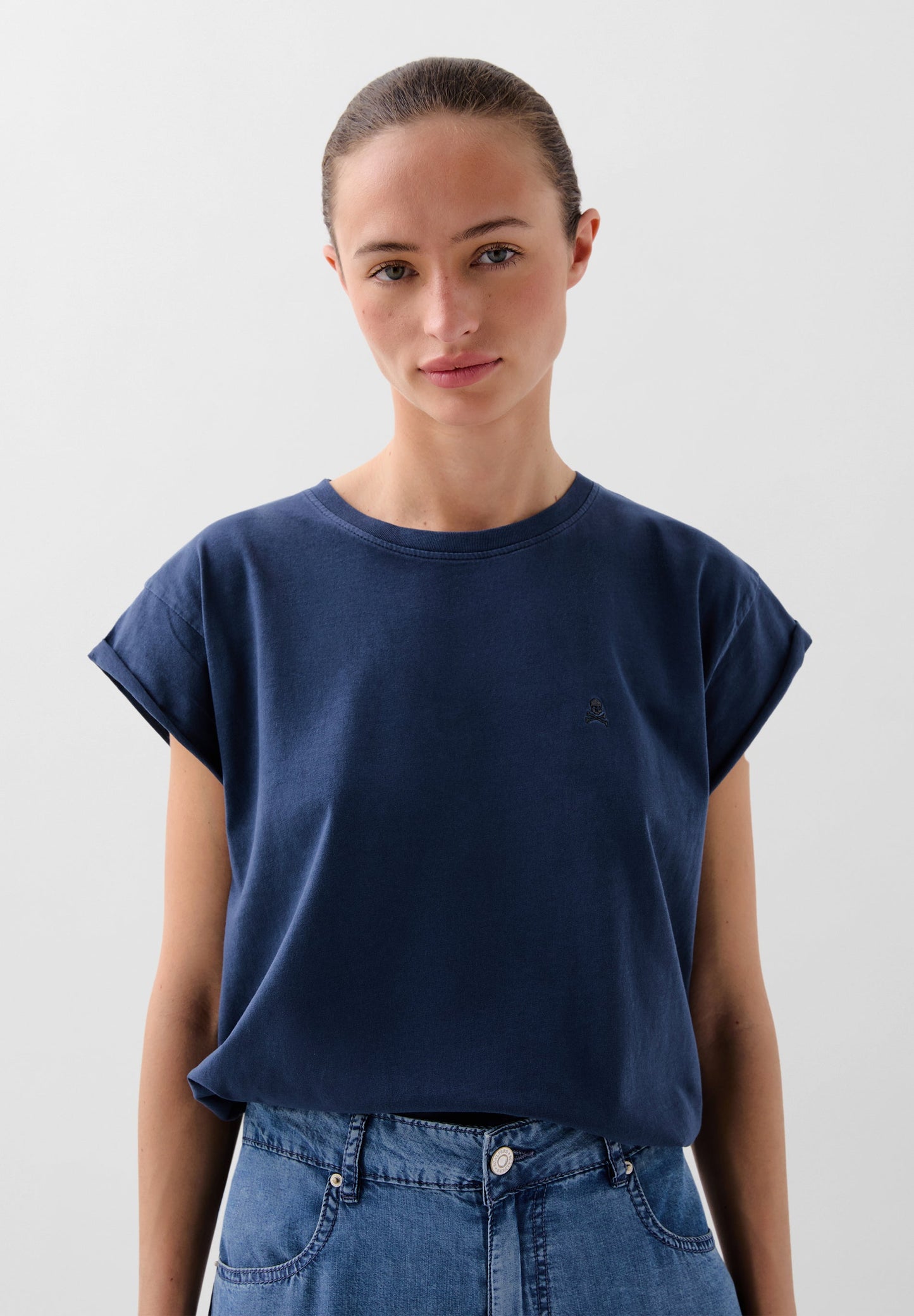 T-SHIRT SKULL BRODÉ TON SUR TON