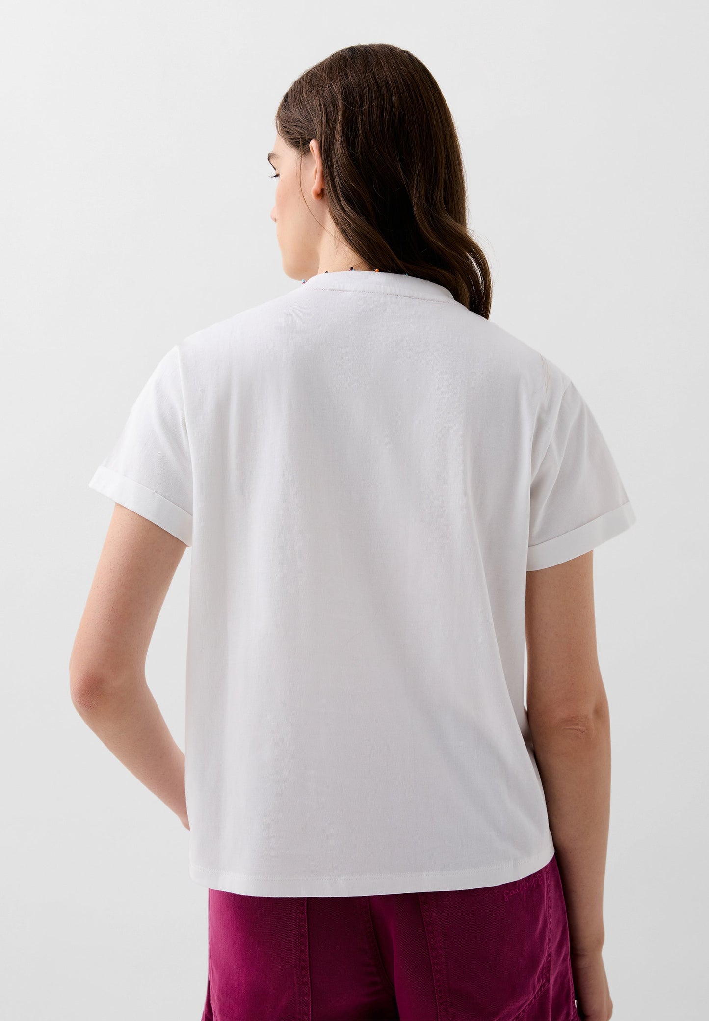 PRINT T-SHIRT WITH RHINESTONE DETAIL