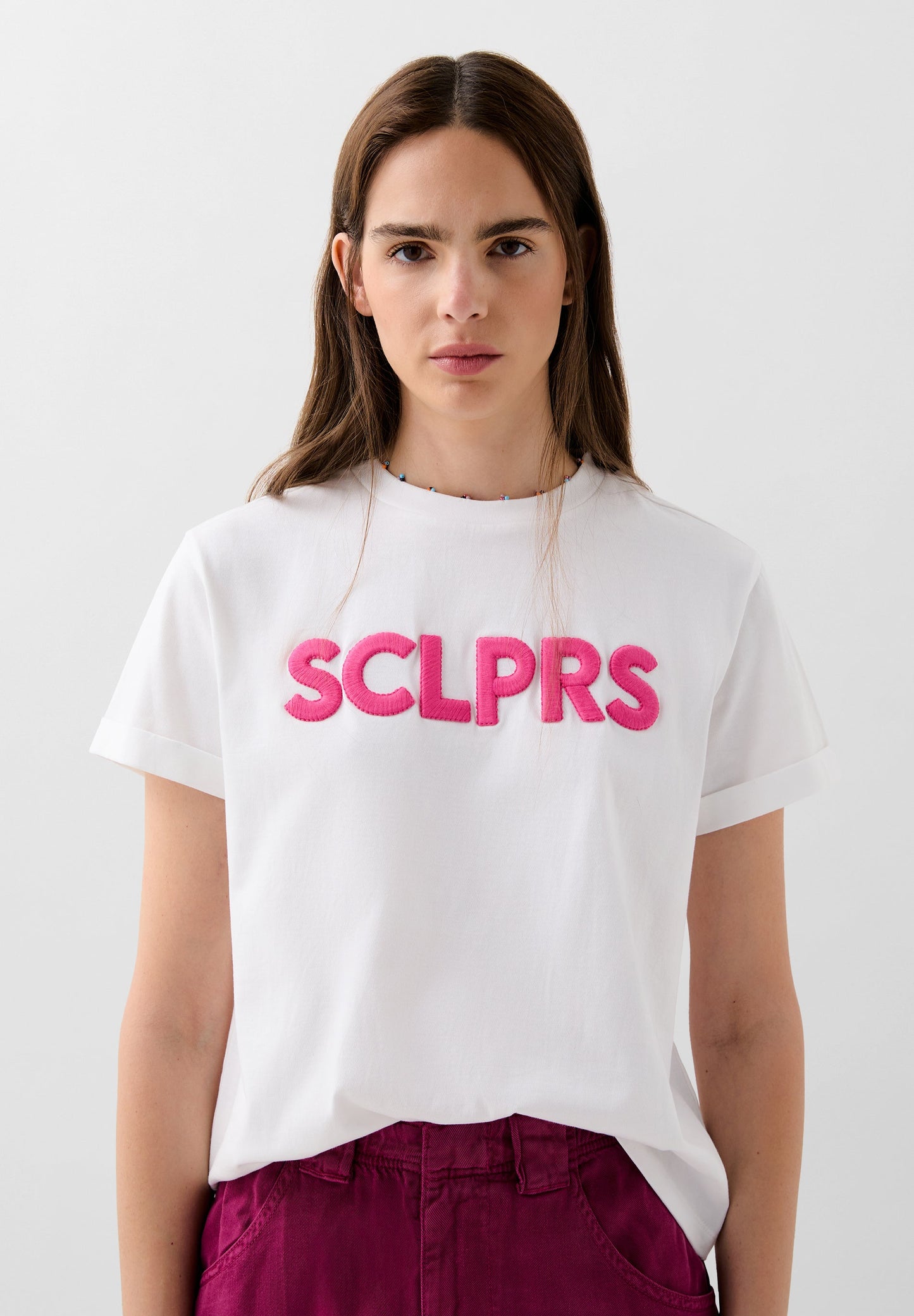 PRINT T-SHIRT WITH RHINESTONE DETAIL