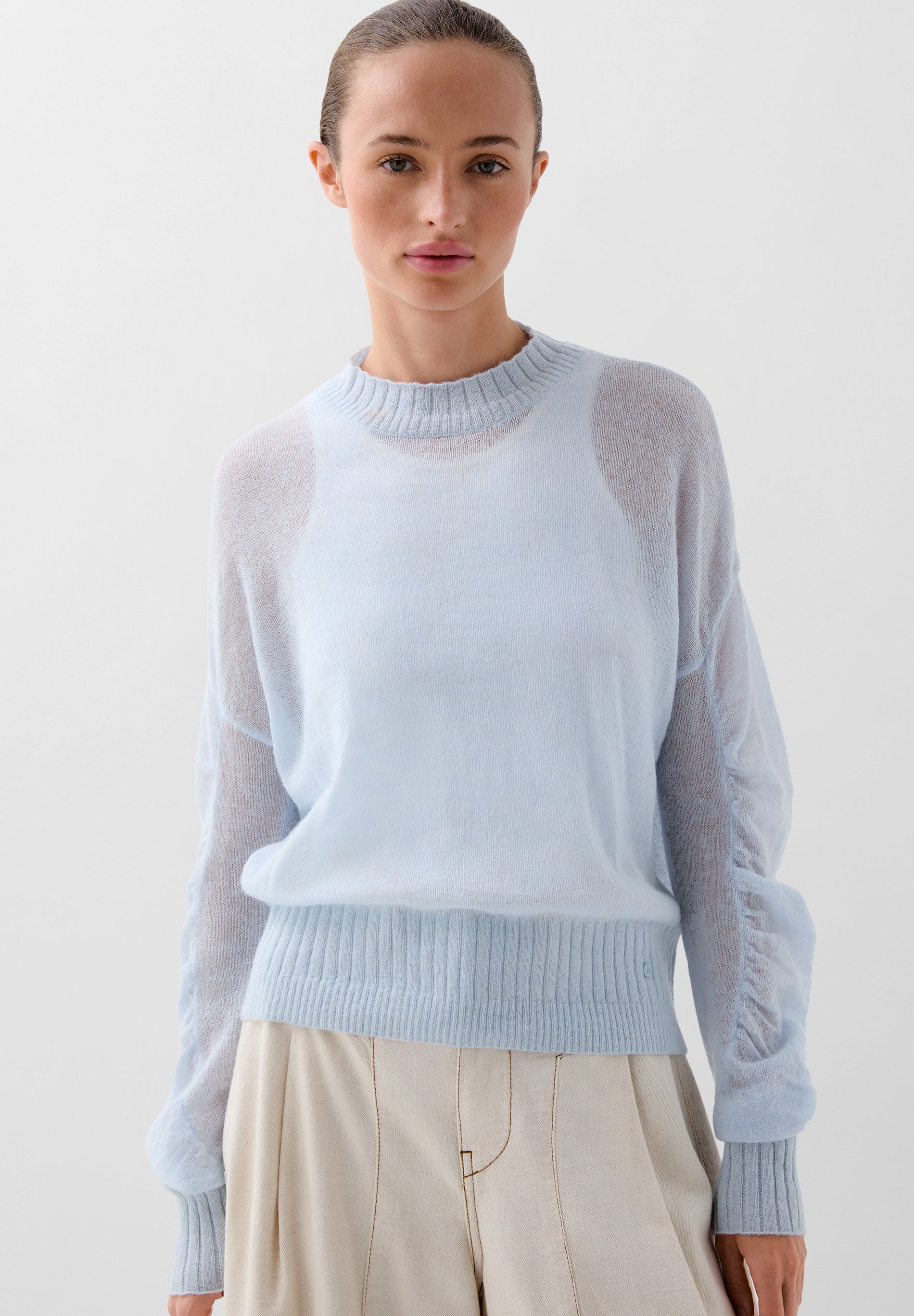 SWEATER WITH RUCHED SLEEVES