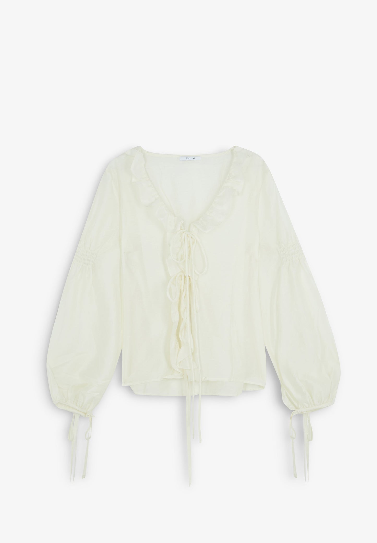 GATHERED BLOUSE WITH RUFFLES