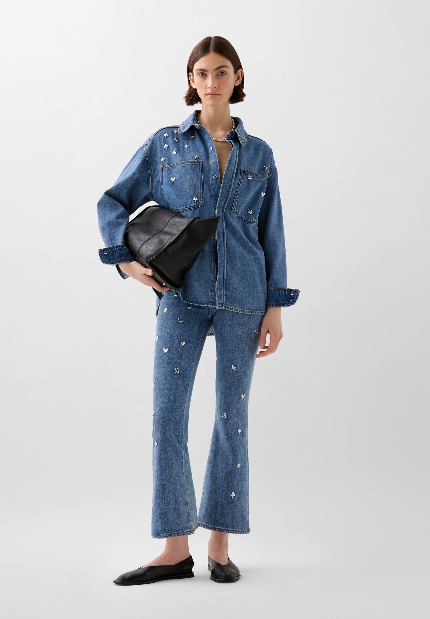 DENIM SHIRT WITH STUDS