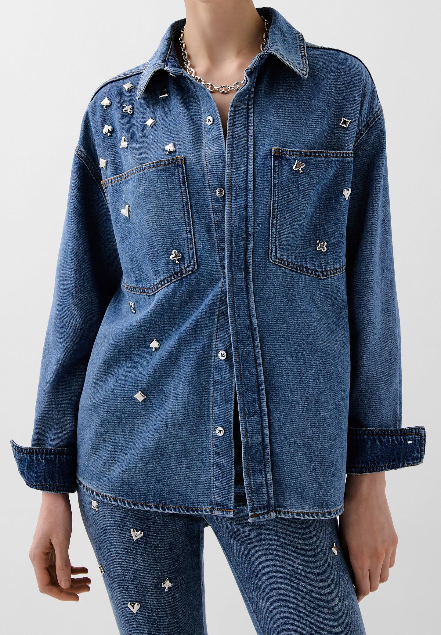 DENIM SHIRT WITH STUDS
