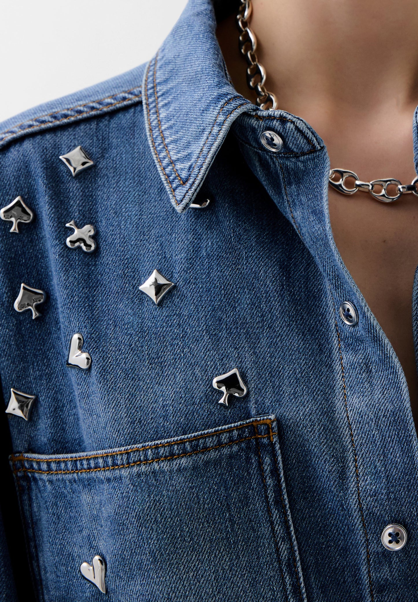 DENIM SHIRT WITH STUDS