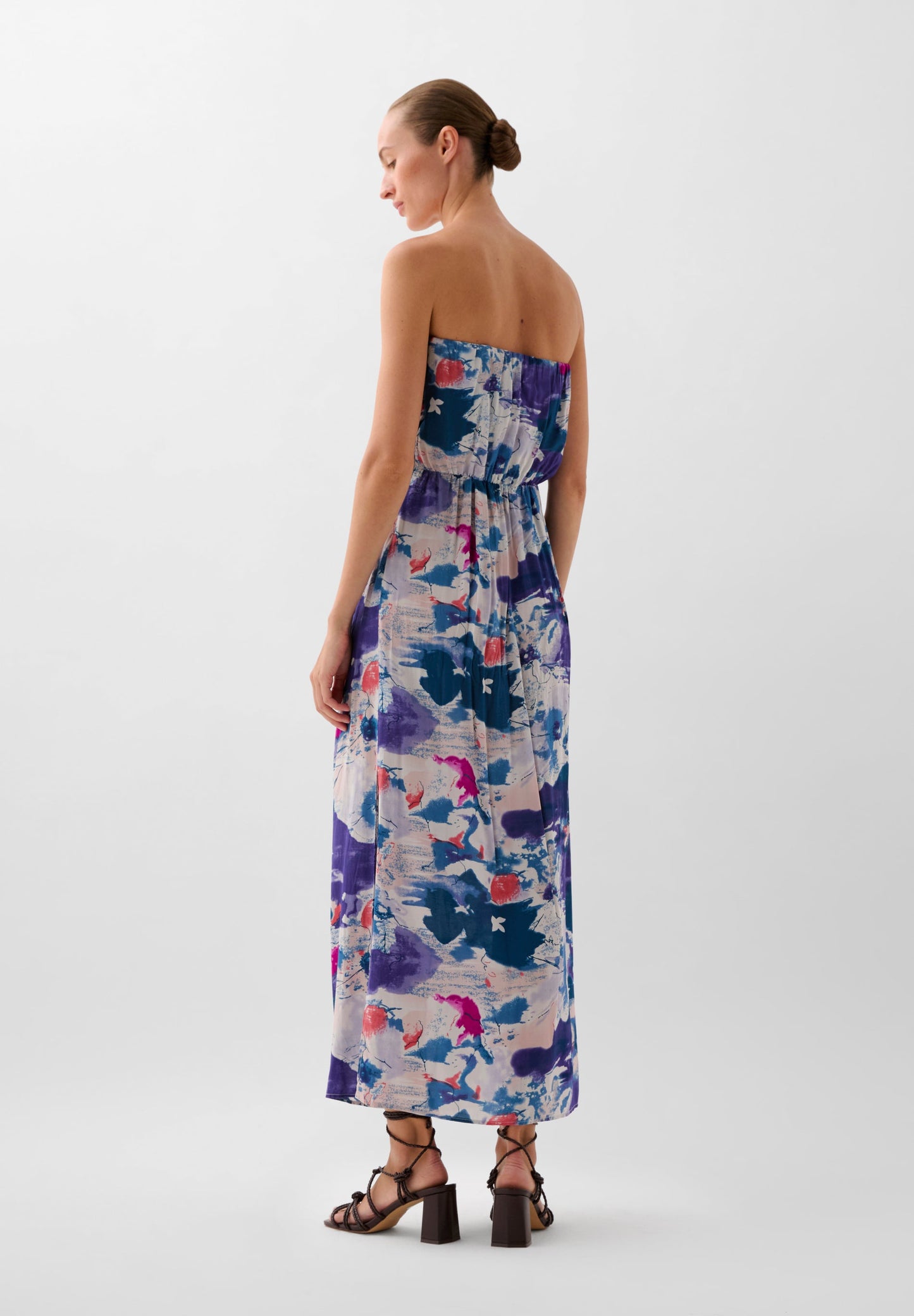 FLOWING PRINTED BANDEAU DRESS