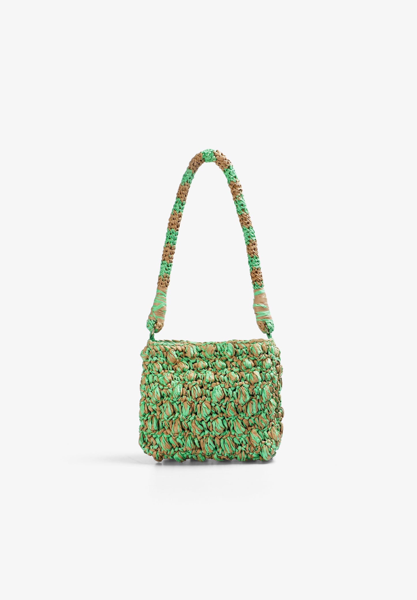 RAFFIA BAG WITH NEON DETAILS
