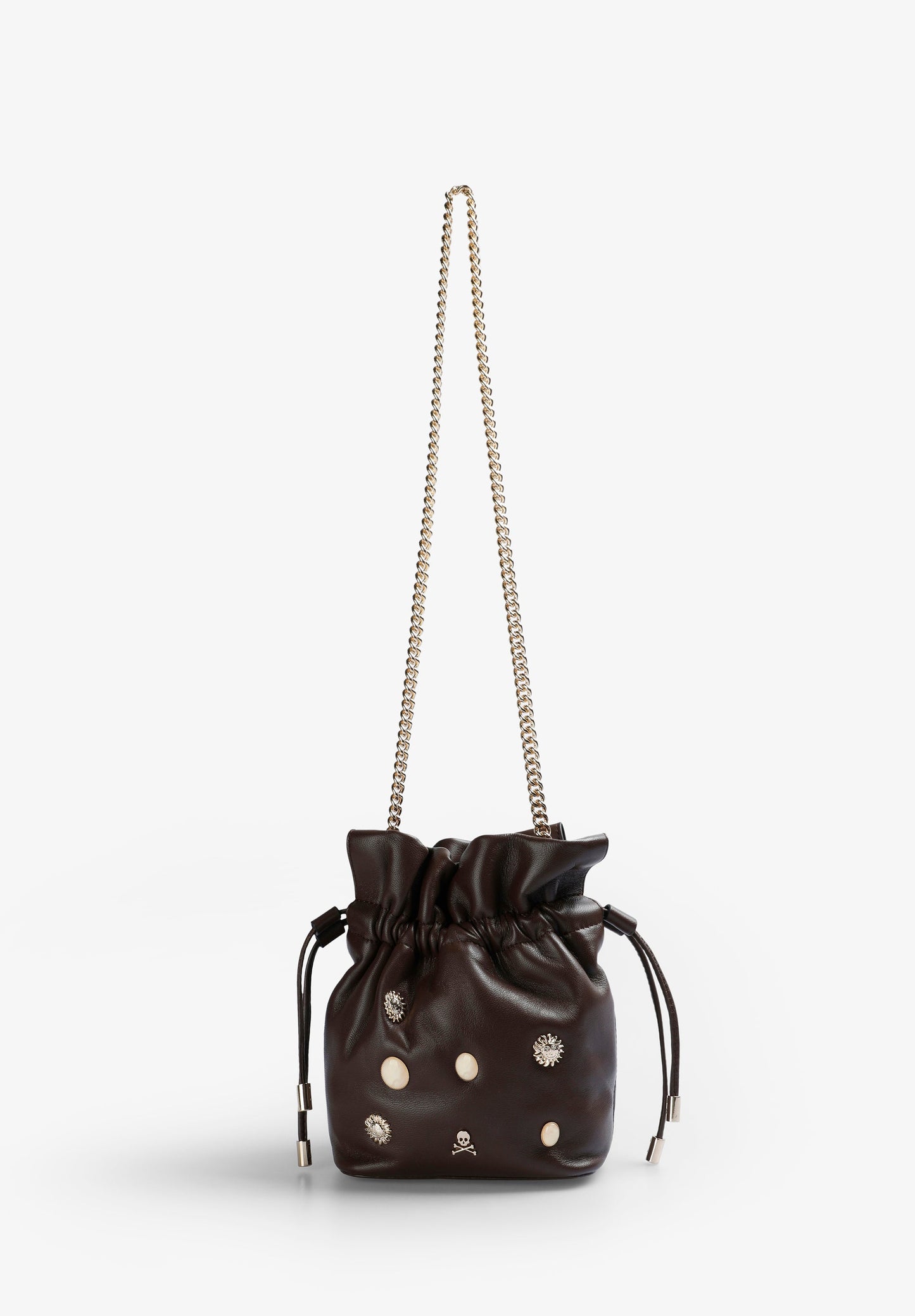 LEATHER BUCKET BAG WITH STUDS