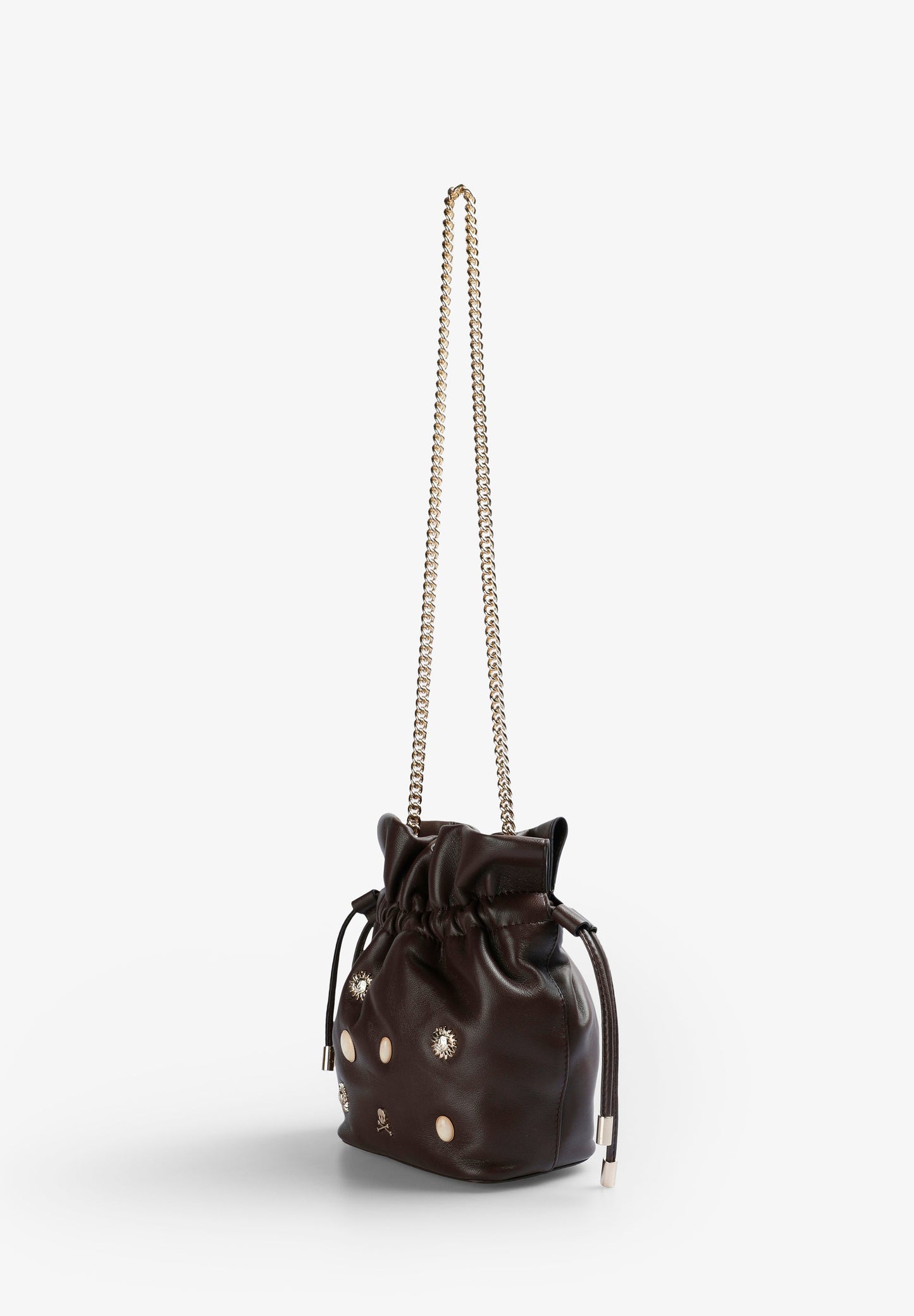 LEATHER BUCKET BAG WITH STUDS