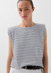 STRIPED T-SHIRT WITH SHOULDER PADS