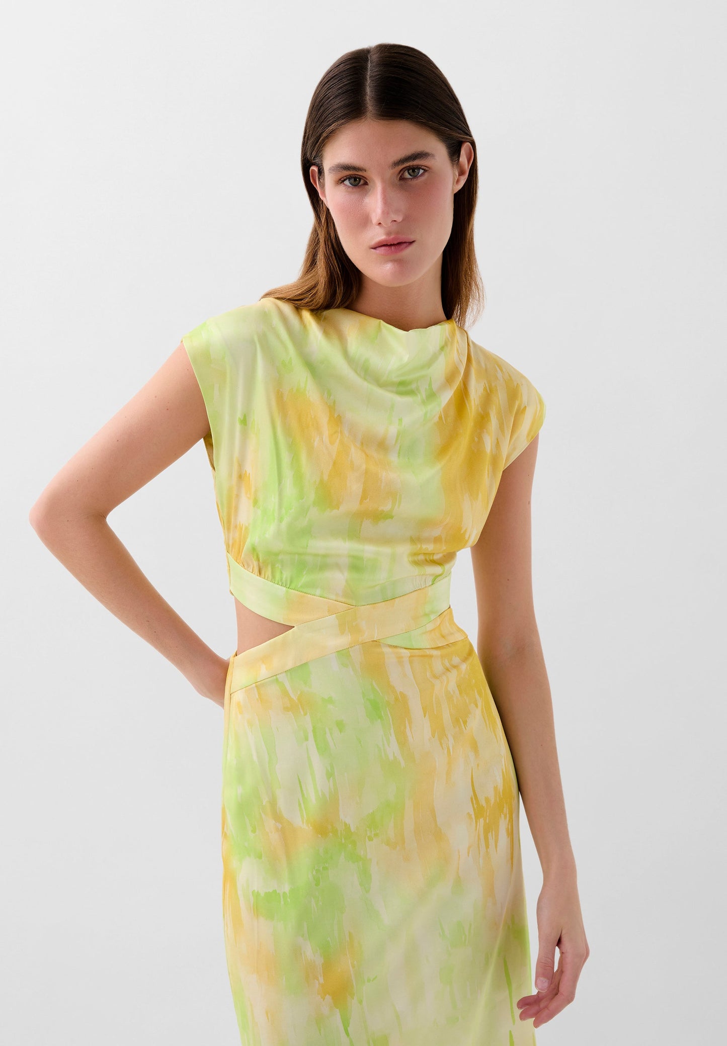 TIE-DYE DRESS WITH CUTOUTS