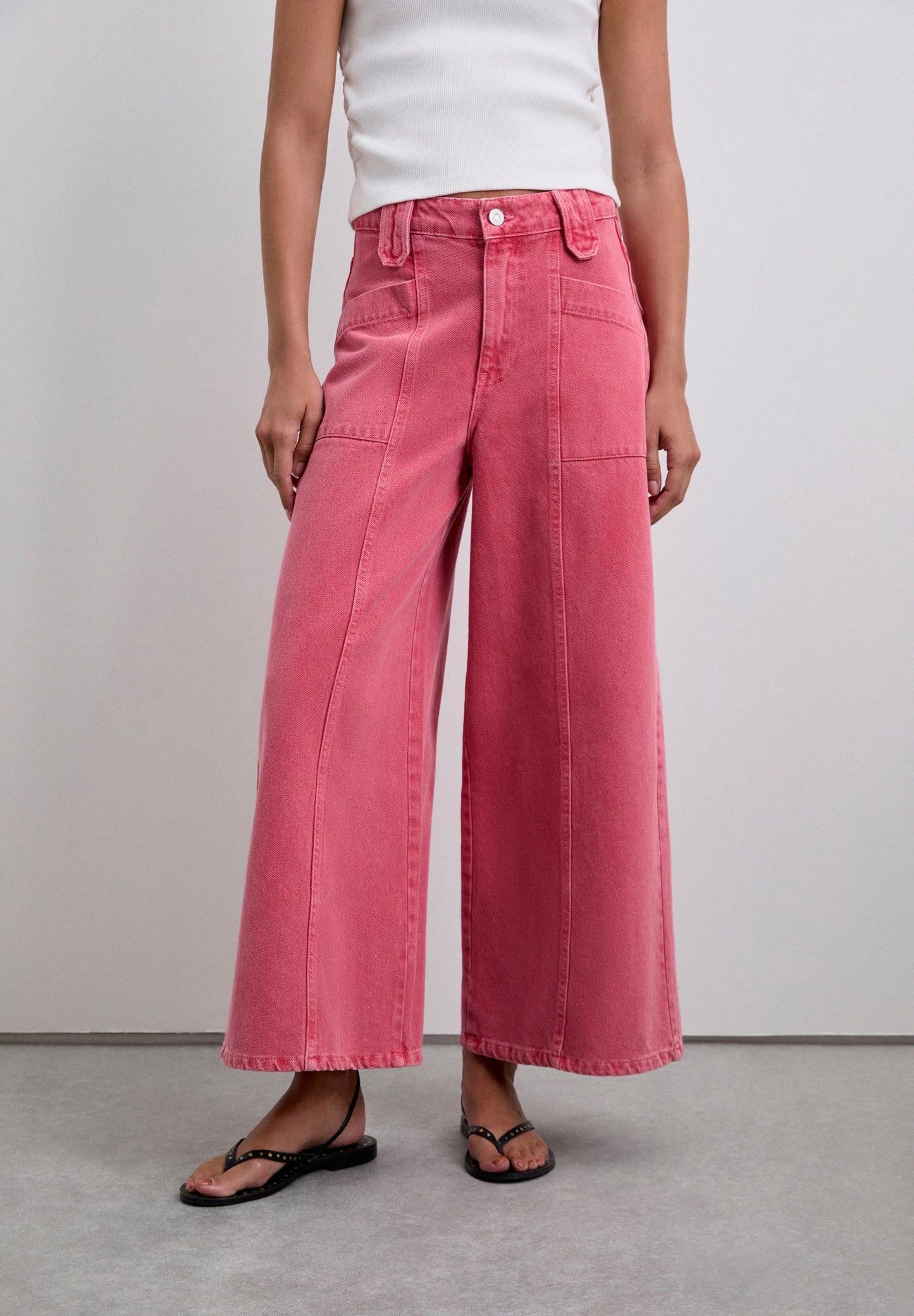 JEANS CULOTTE MET GEWASSEN EFFECT