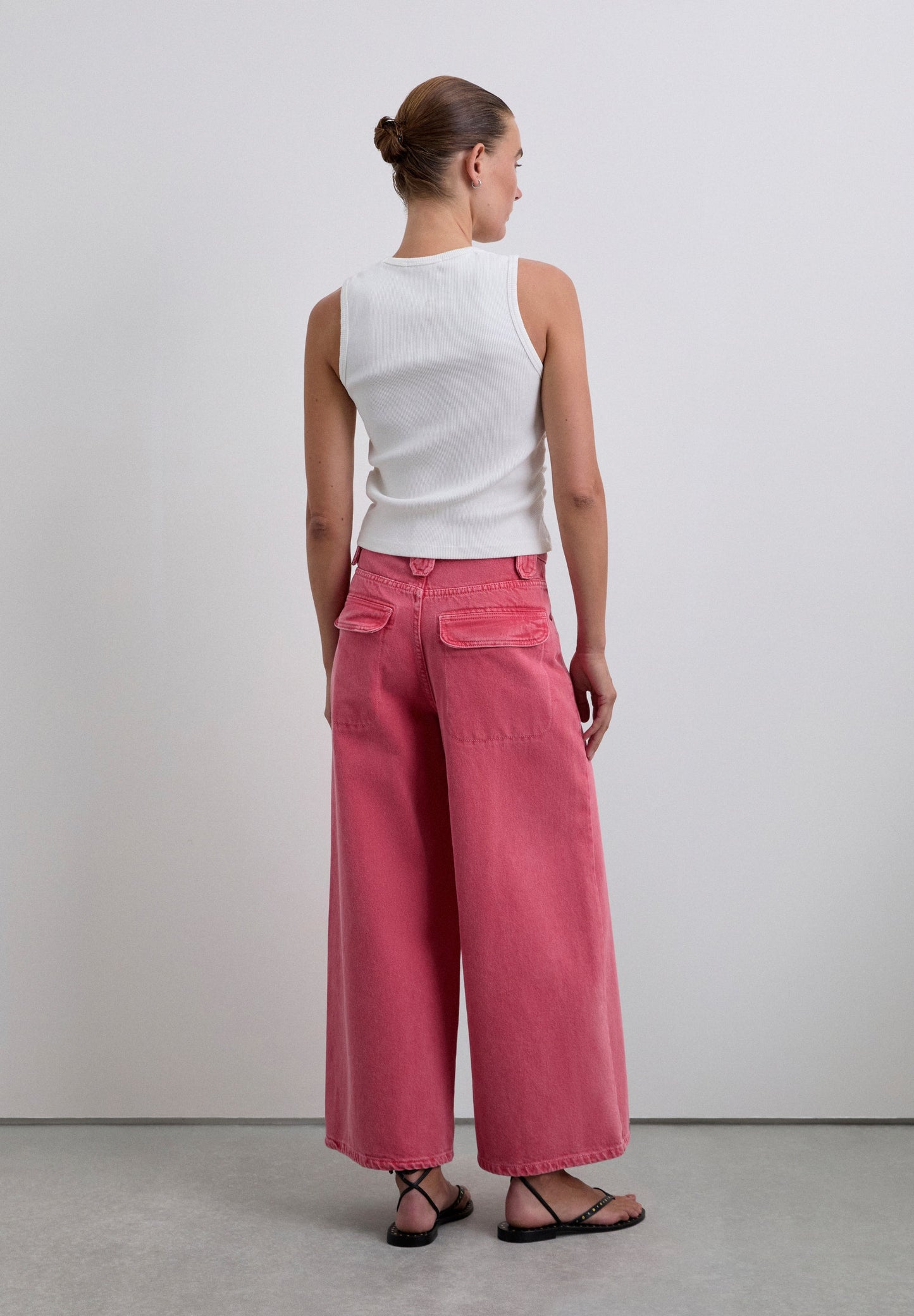 JEANS CULOTTE MET GEWASSEN EFFECT
