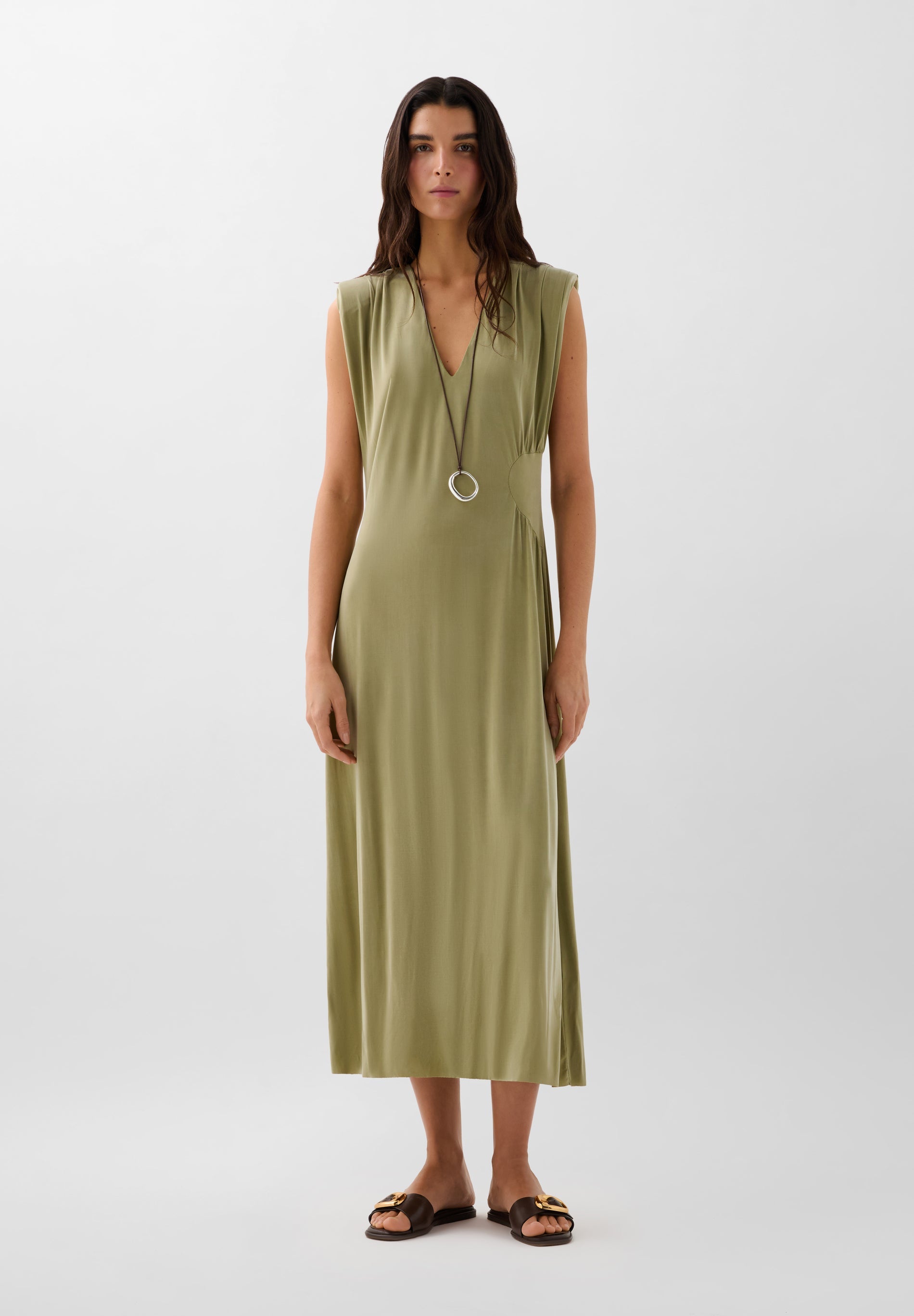 CUPRO DRESS WITH WAIST DETAIL