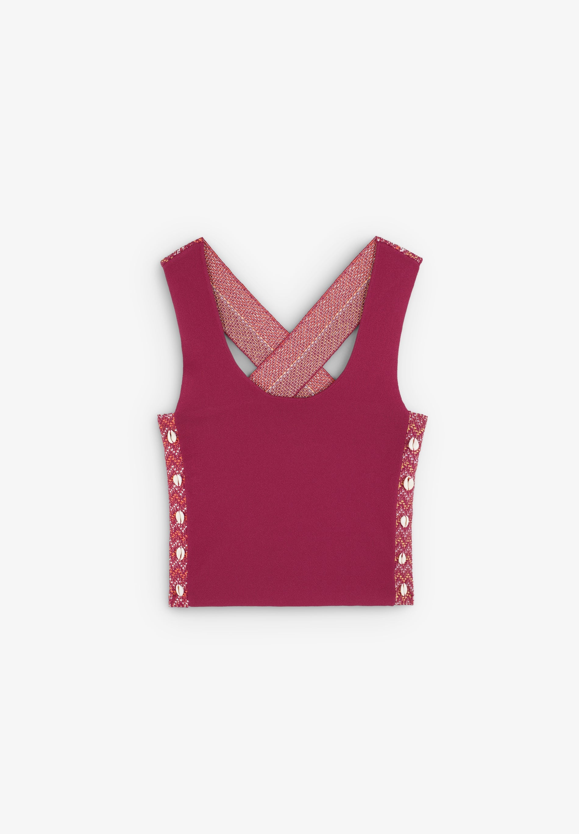 KNIT TOP WITH SHELL DETAILS