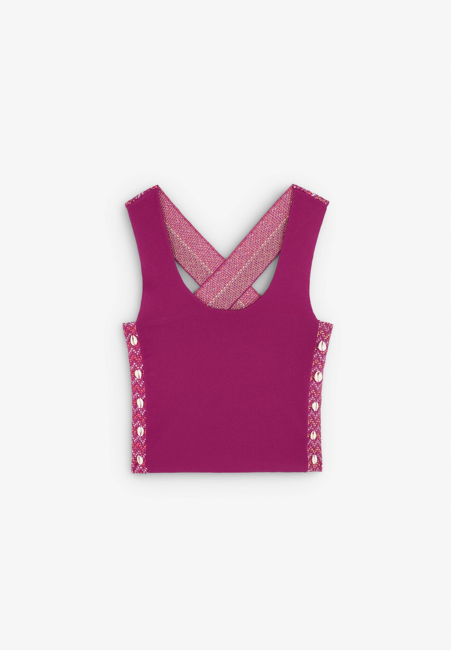 KNIT TOP WITH SHELL DETAILS