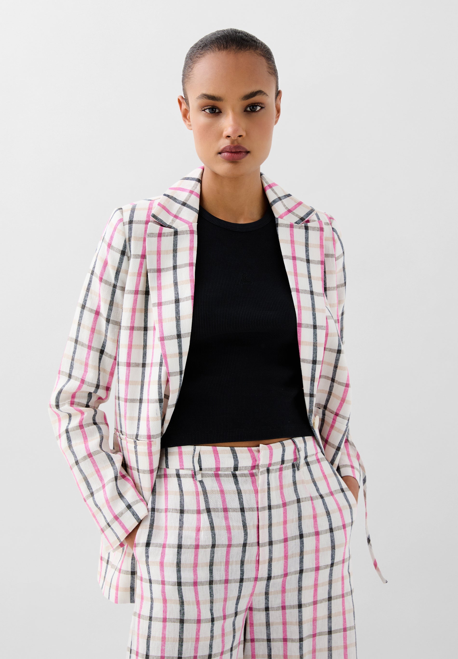 VESTE LIN IMPRIMÉ VICHY