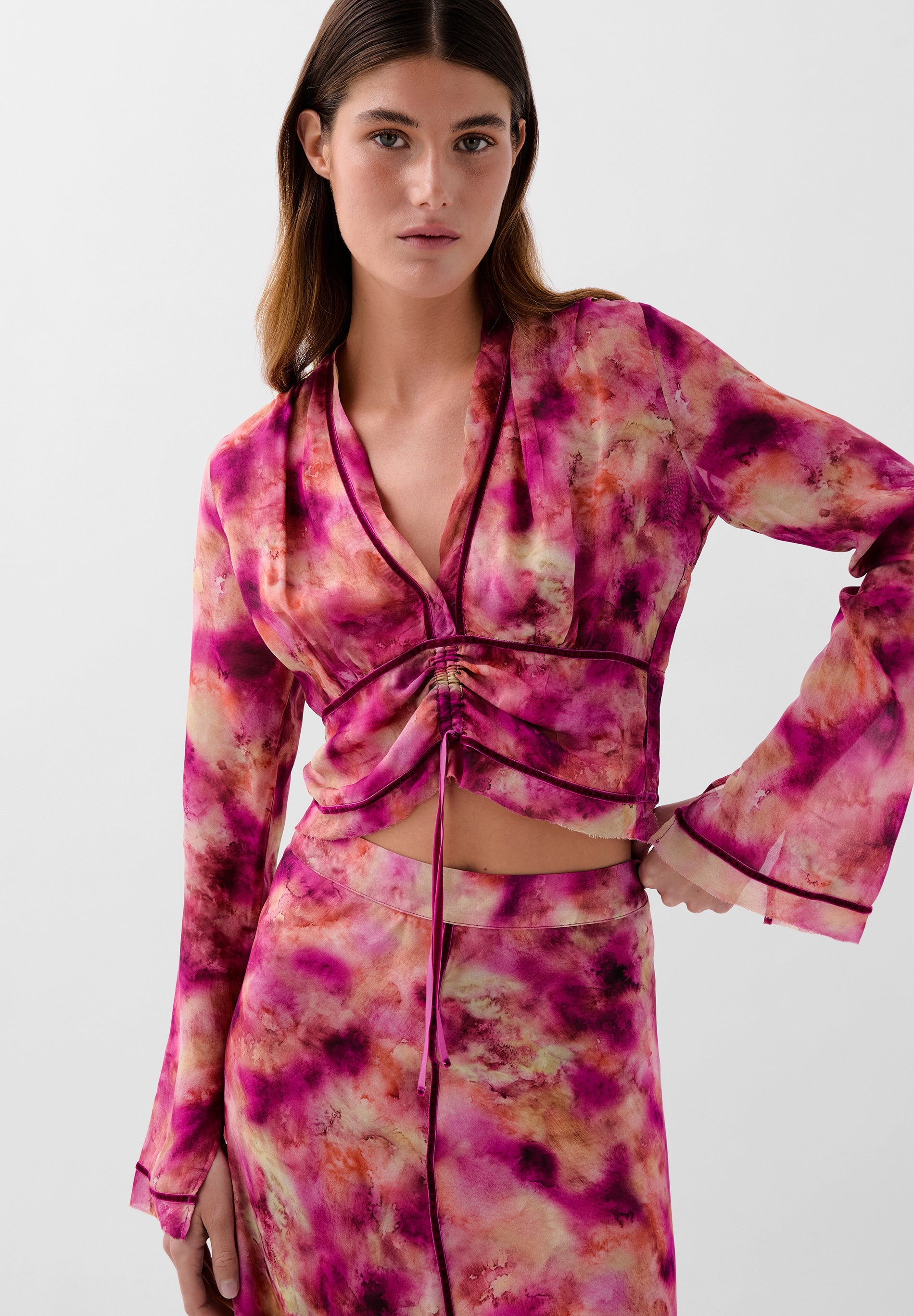 CHEMISIER TIE AND DYE LISERÉ VELOURS