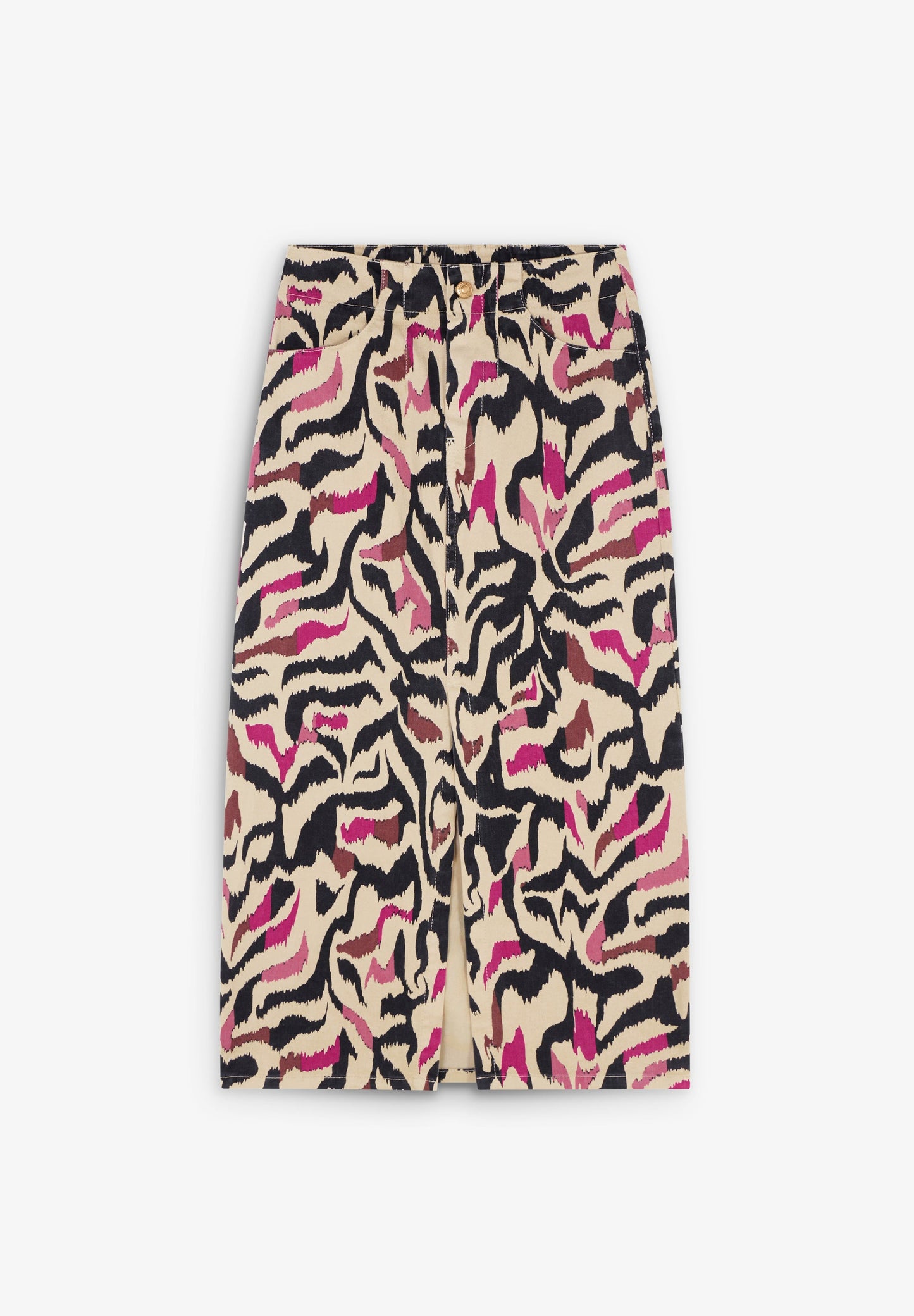 PRINTED DENIM SKIRT
