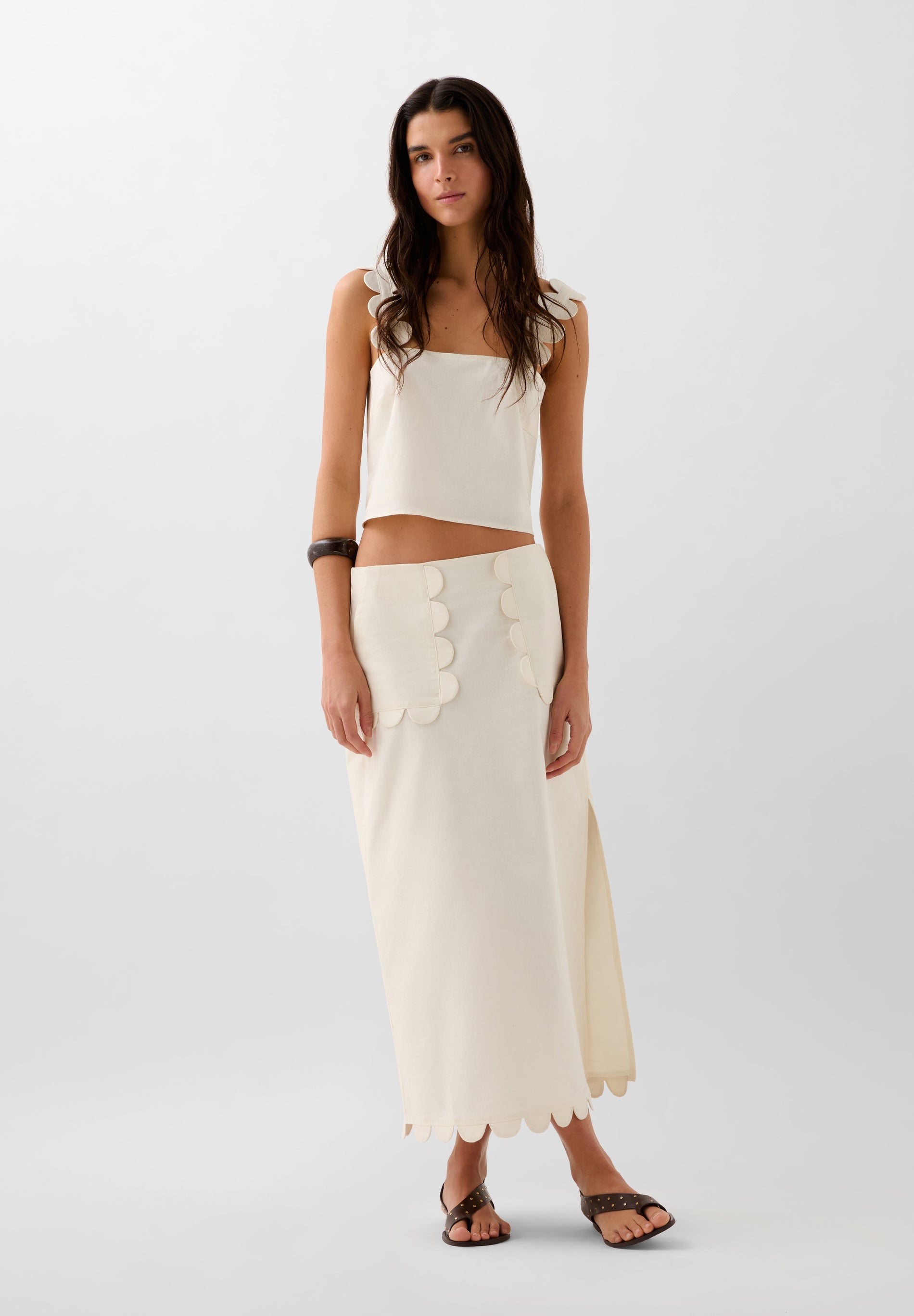 LINEN MIDI SKIRT