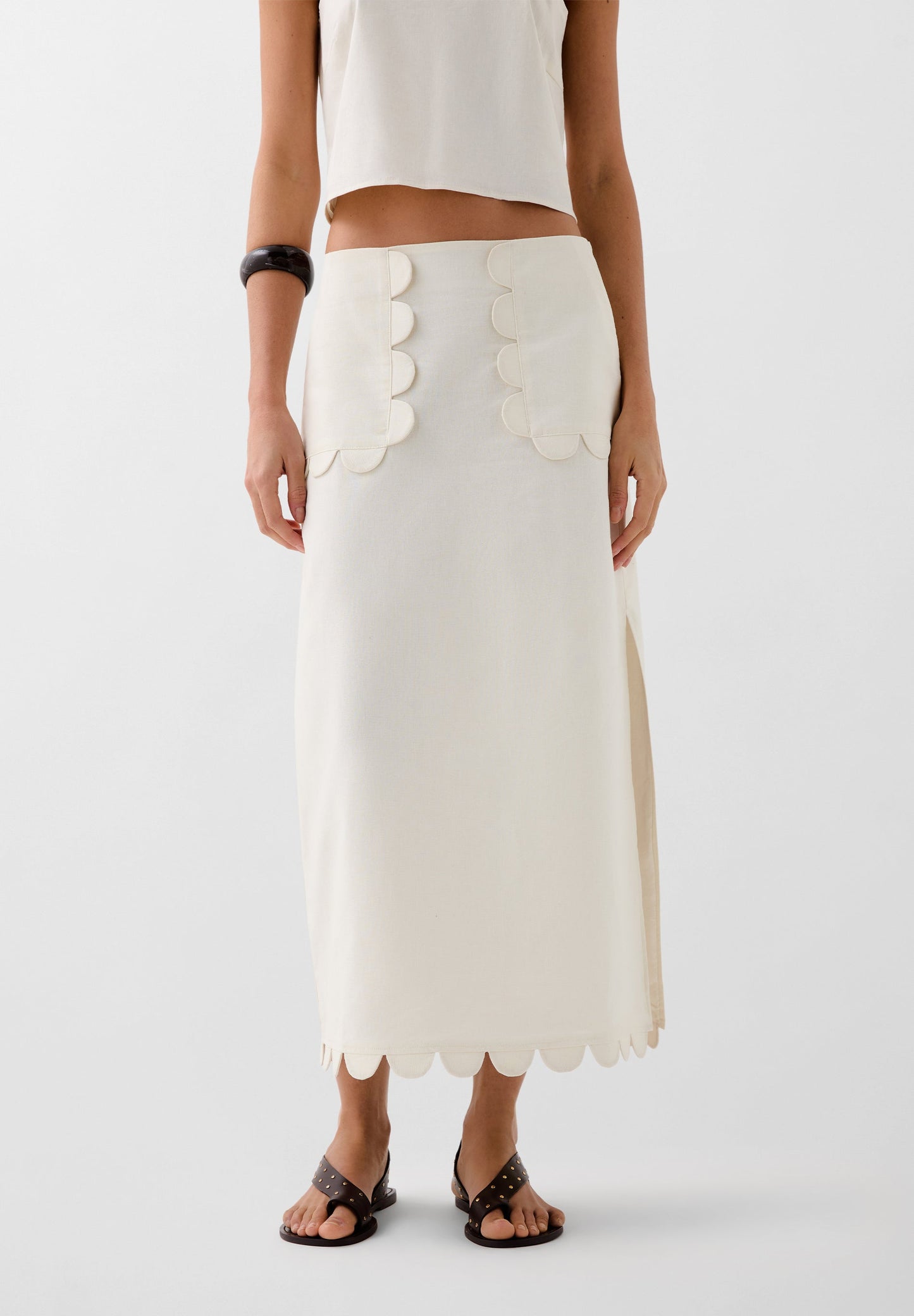 LINEN MIDI SKIRT