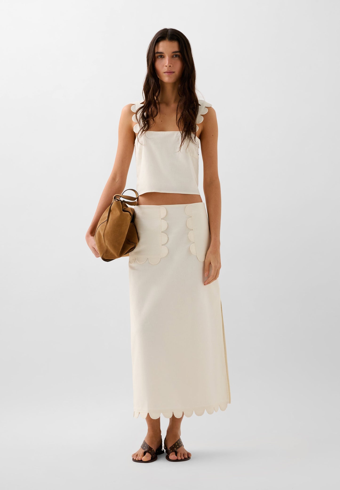 LINEN MIDI SKIRT