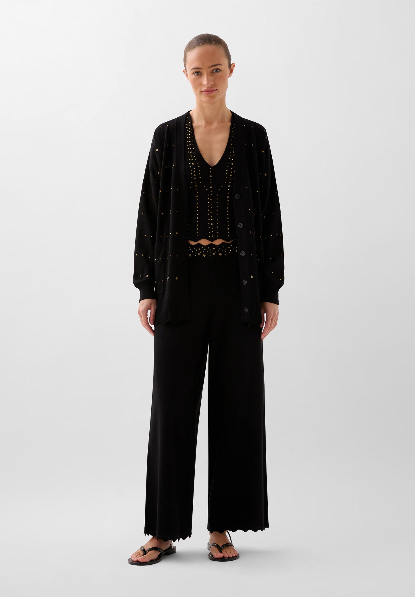 KNIT CARDIGAN WITH RHINESTONE DETAILS