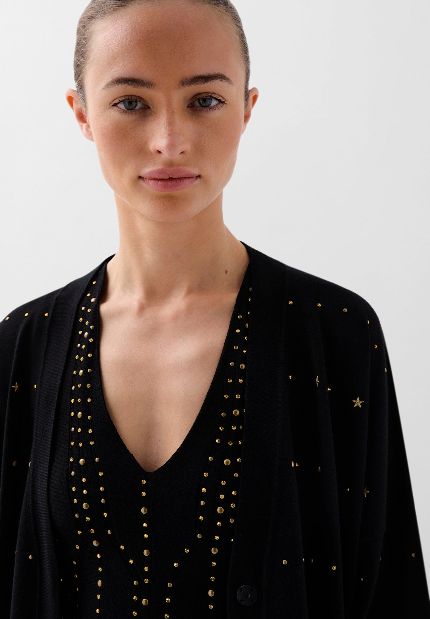 KNIT CARDIGAN WITH RHINESTONE DETAILS