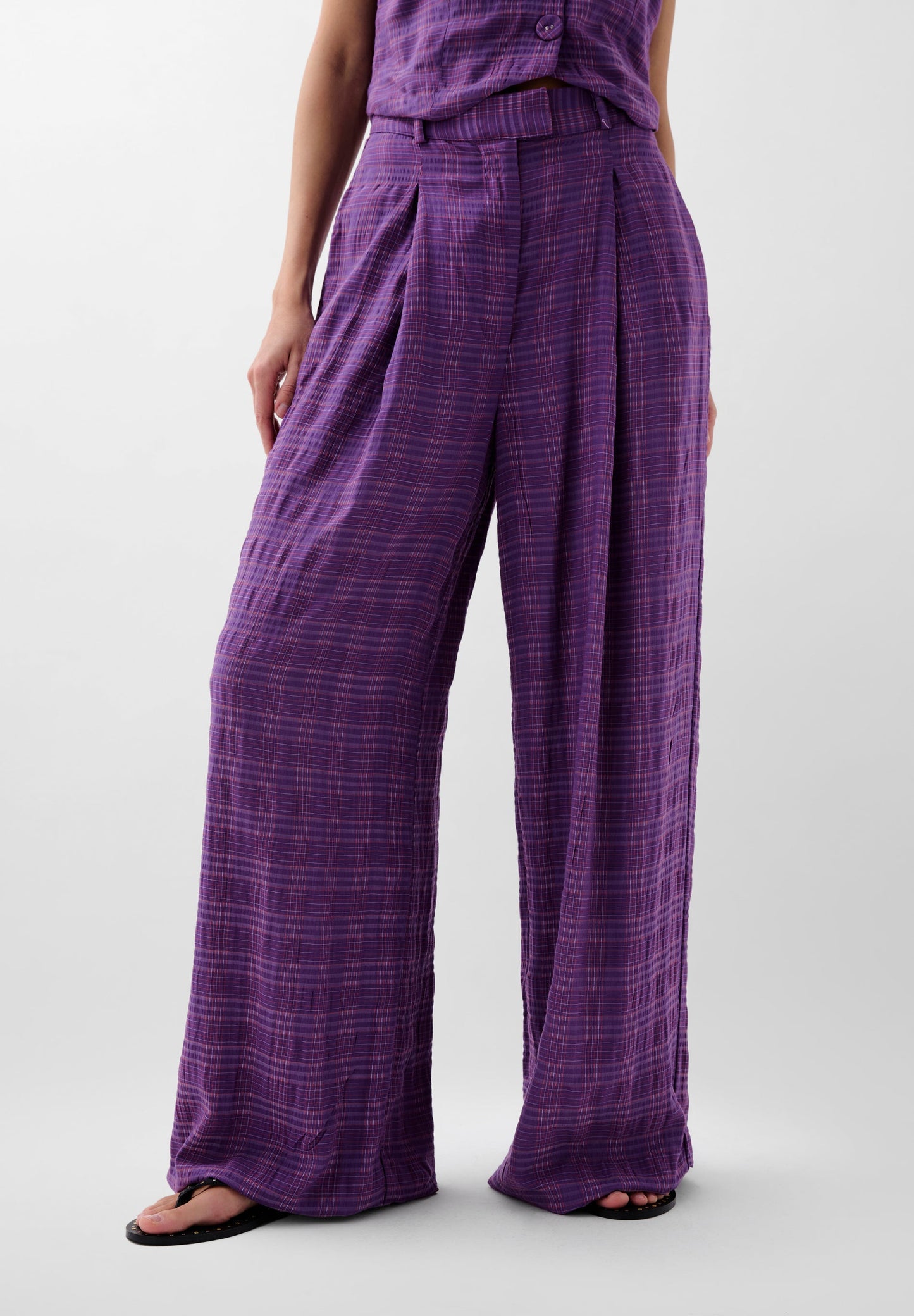 PANTALON À RAYURES FULL LENGTH PINCES