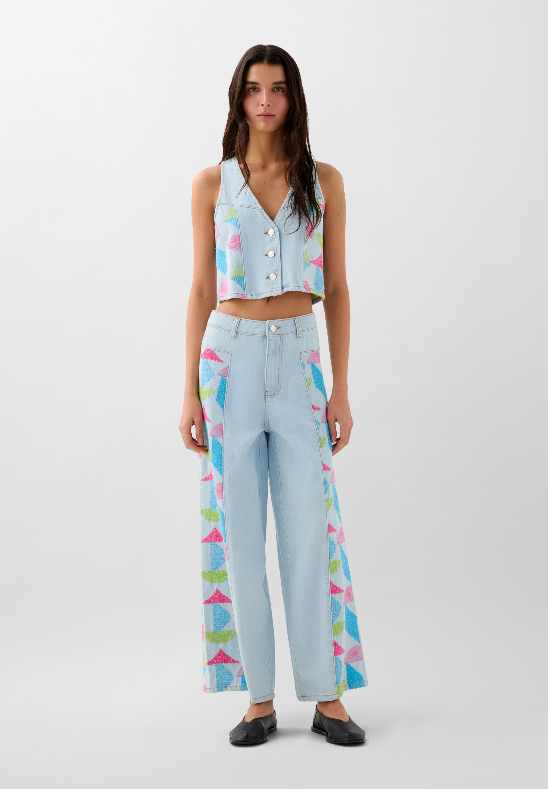 JEAN JUPE-CULOTTE BRODÉ