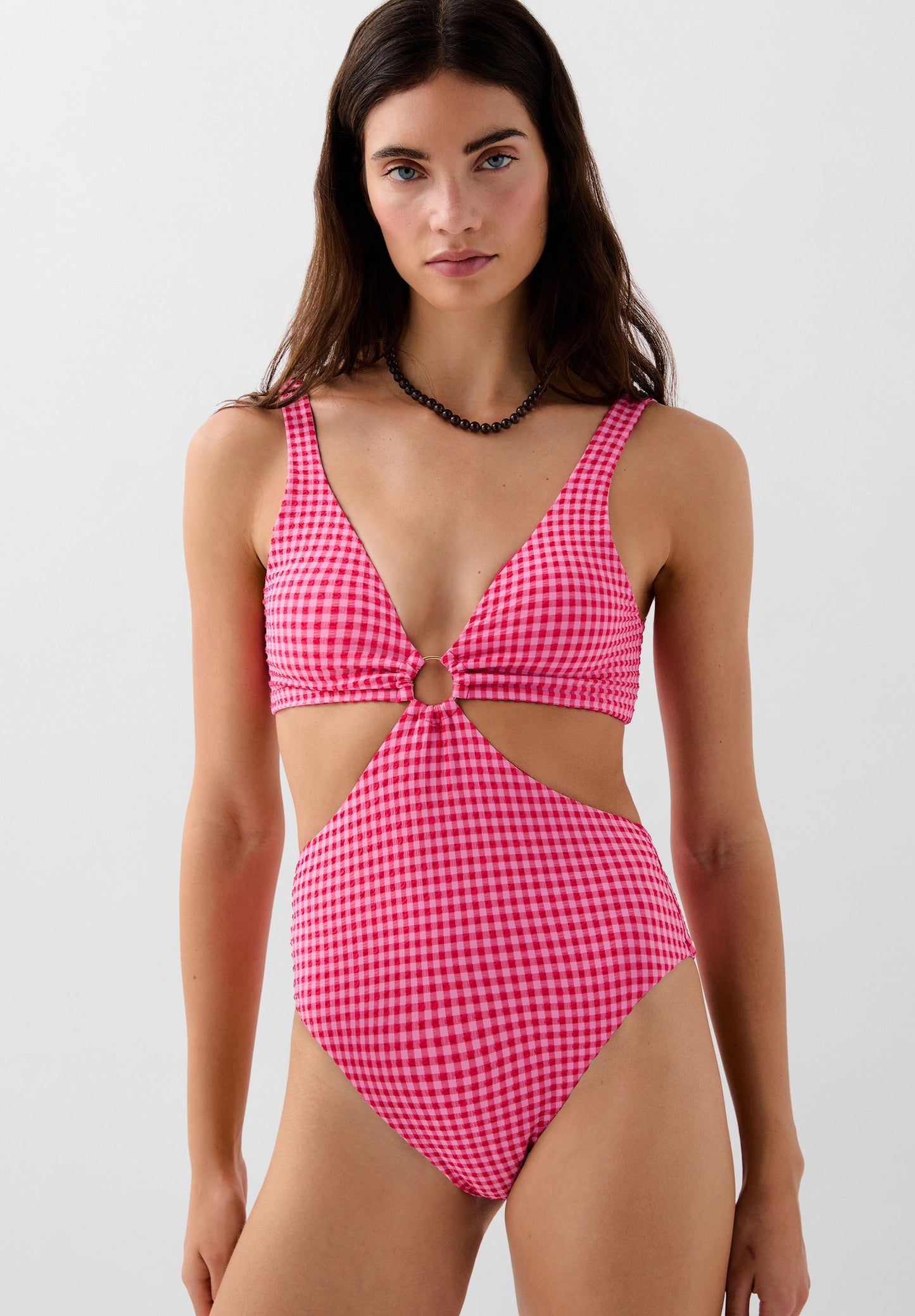 GINGHAM TRIKINI WITH CUT-OUTS