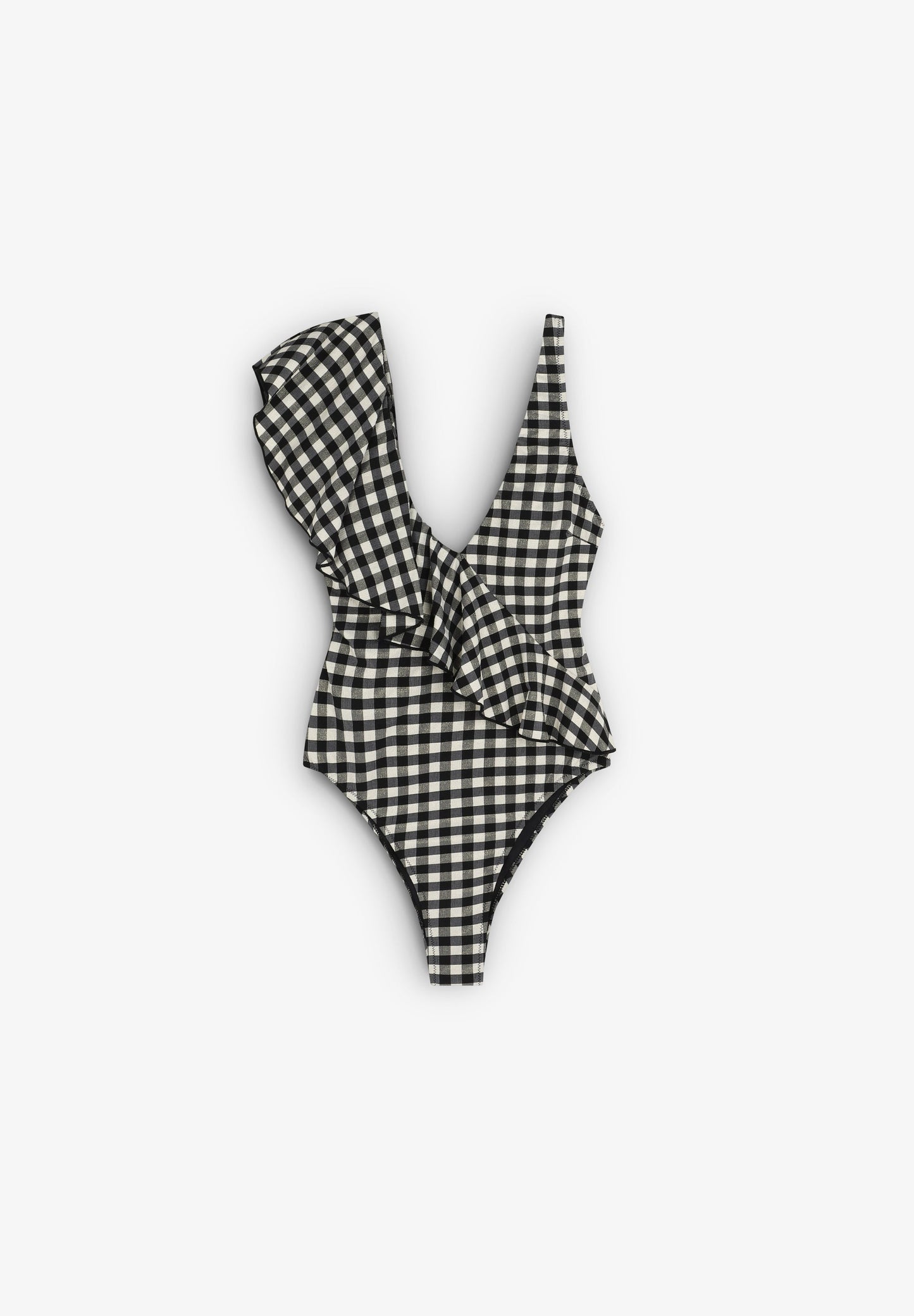 GINGHAM SWIMSUIT WITH RUFFLE
