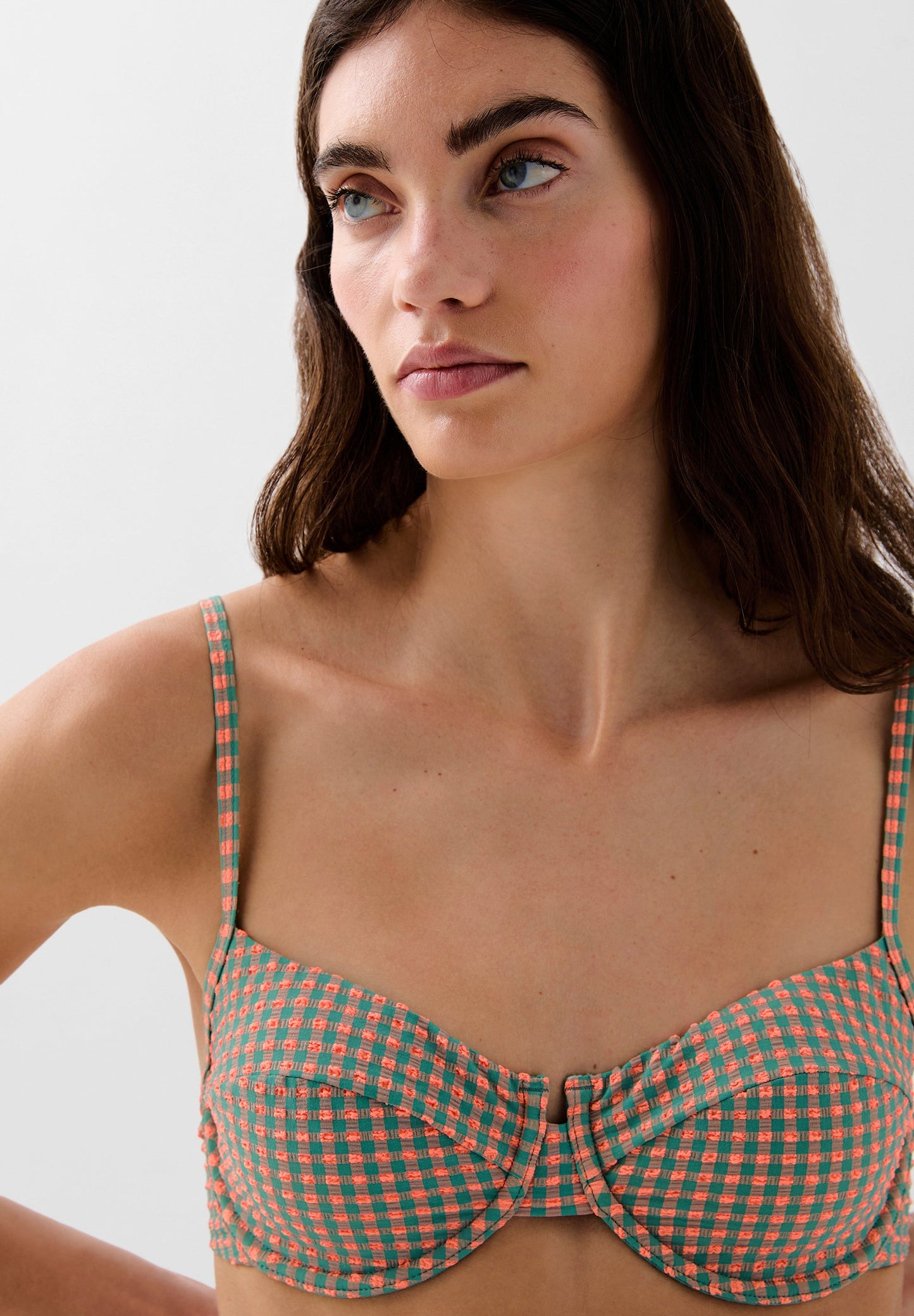 GINGHAM BIKINI TOP WITH UNDERWIRE