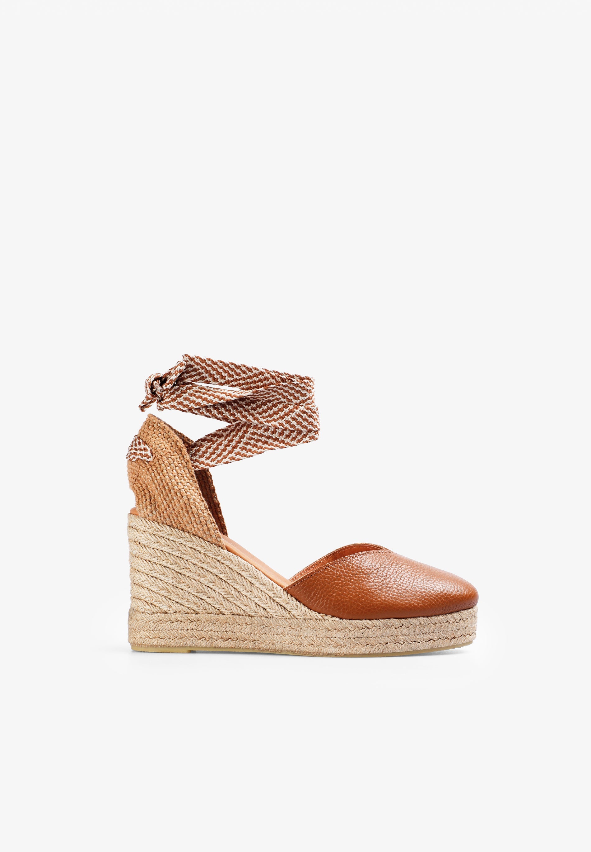 LEATHER WEDGE ESPADRILLES